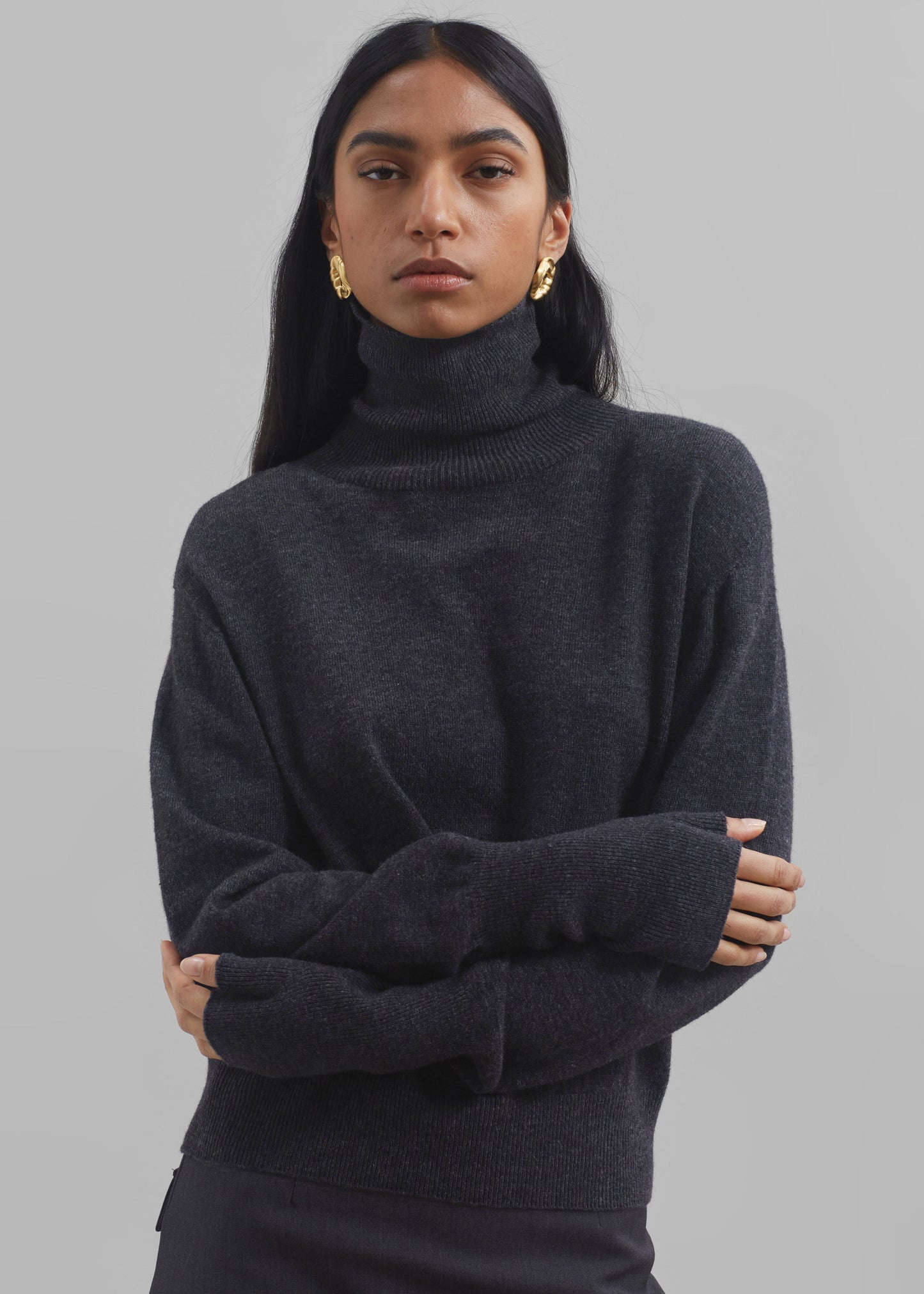 Delia Wool Turtleneck - Charcoal