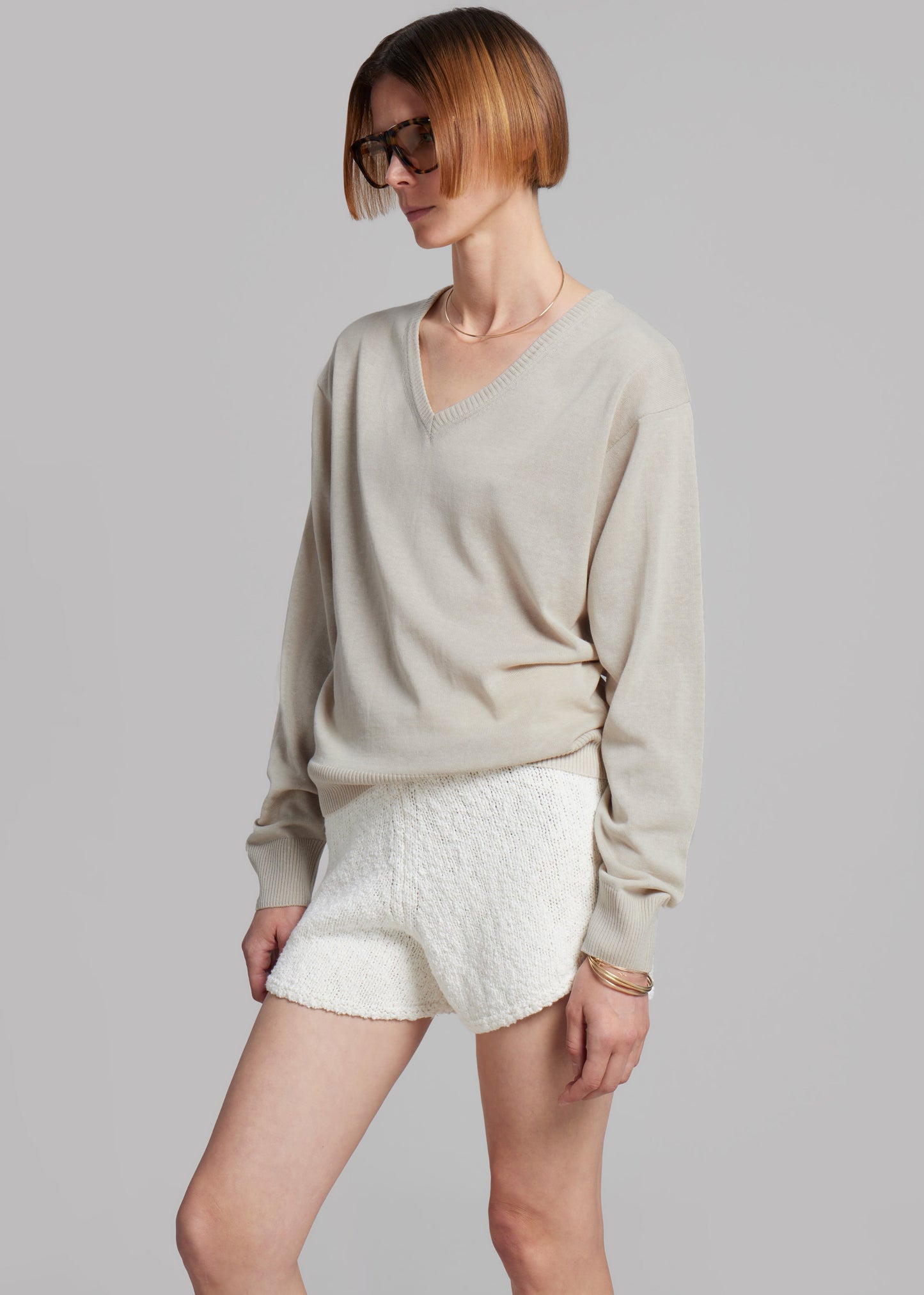 Eliora V Neck Sweater - Beige