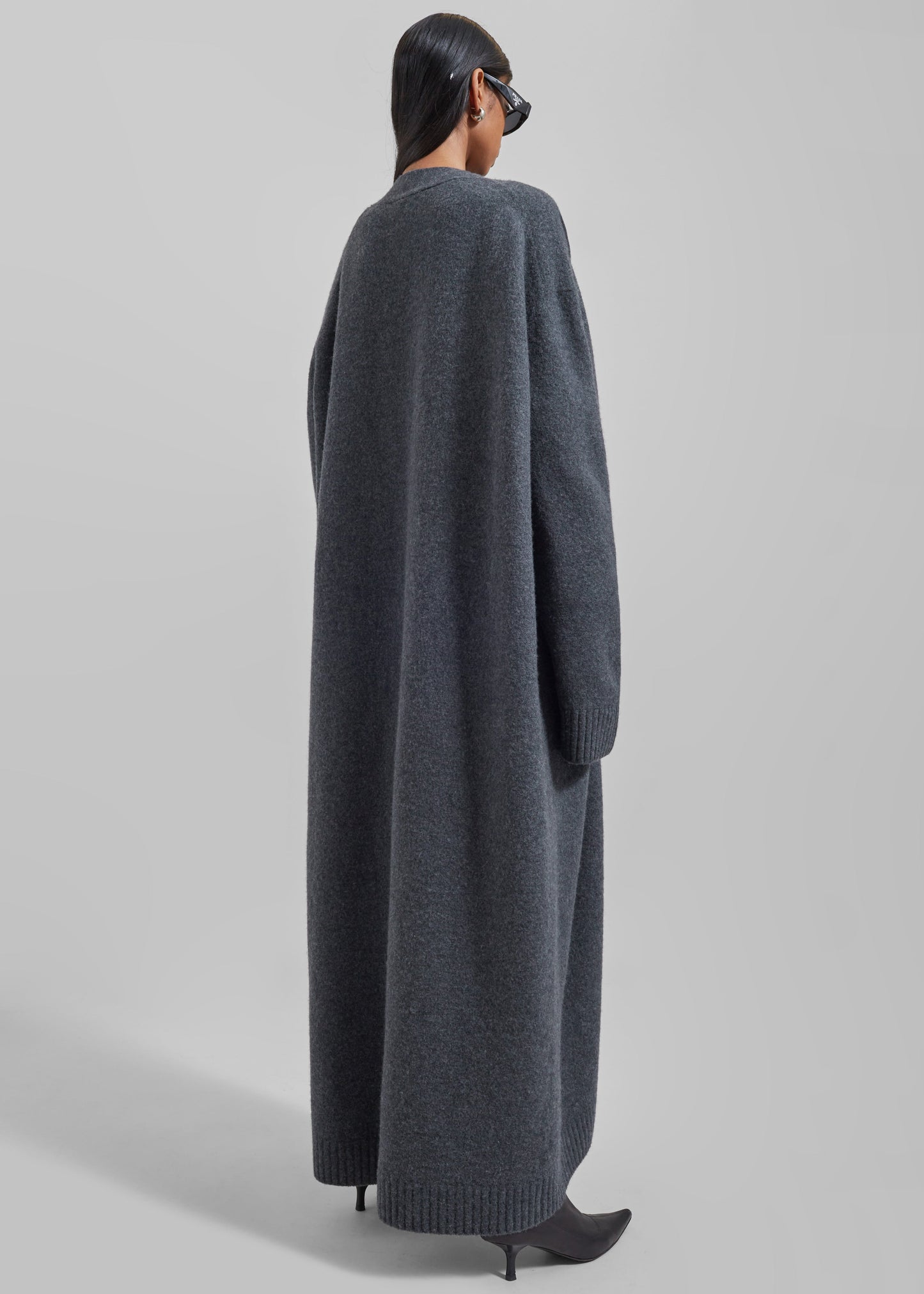 Emi Long Knit Cardigan - Dark Grey Melange