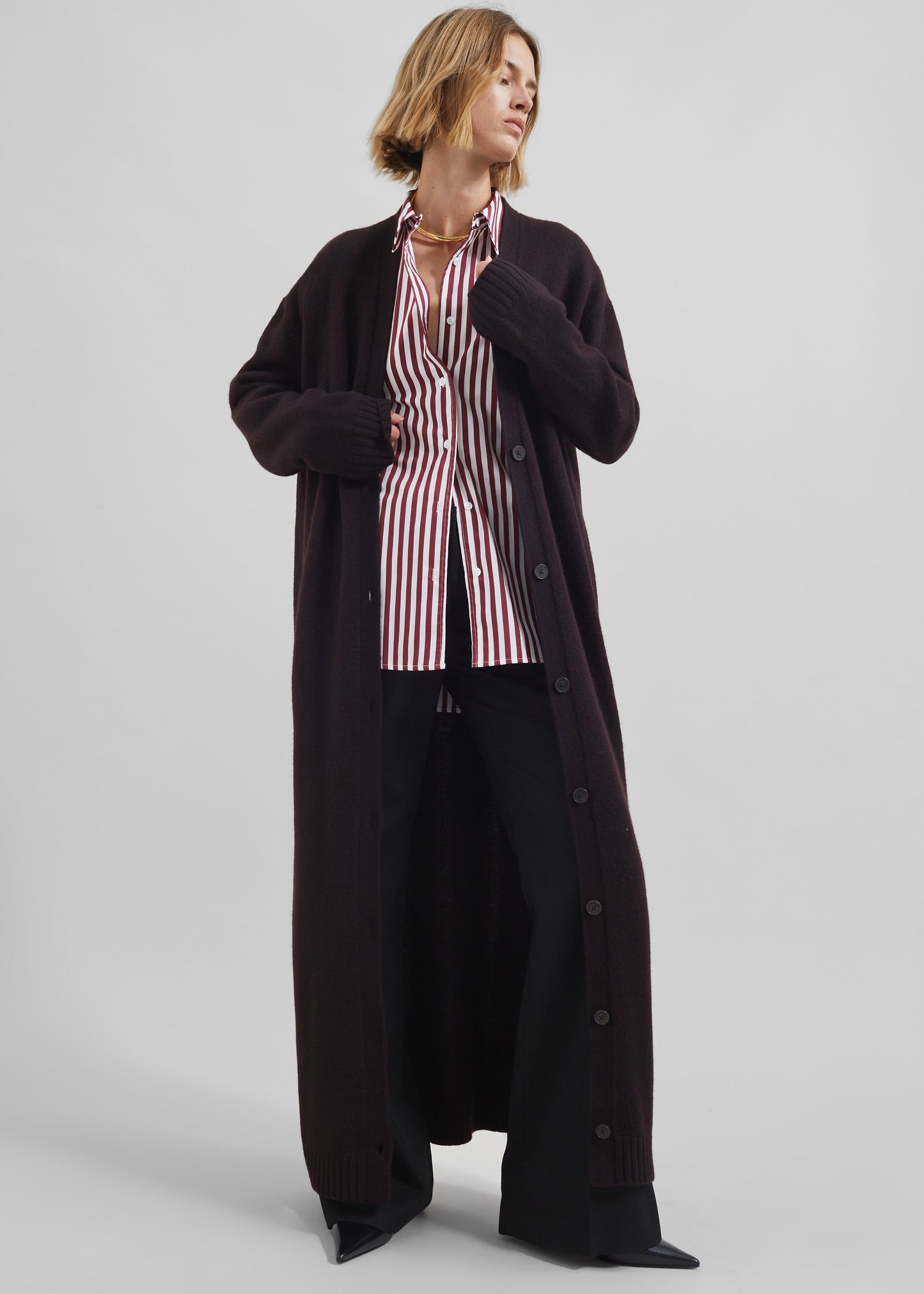 Emi Long Knit Cardigan - Dark Plum