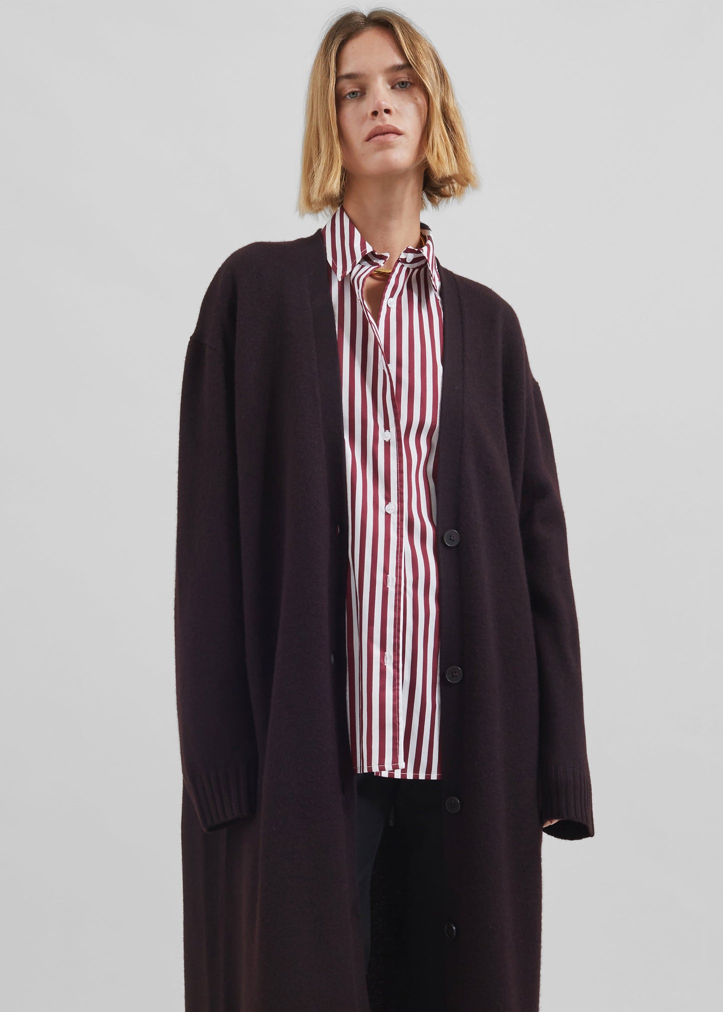 Emi Long Knit Cardigan - Dark Plum