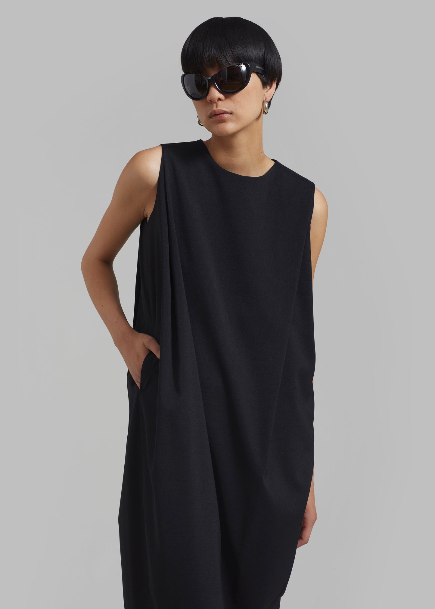 Eryn Sleeveless Pintuck Dress - Black