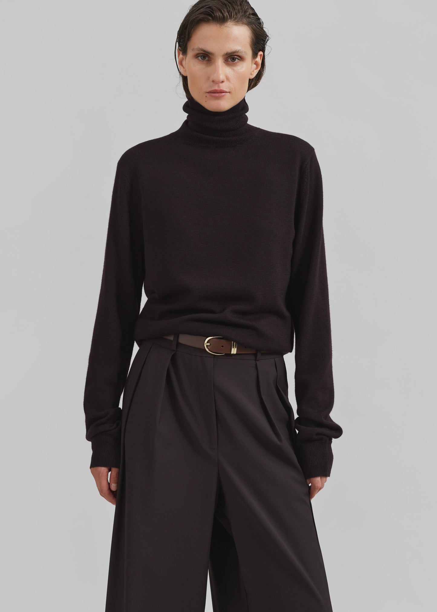 Eve Thin Turtleneck Sweater - Dark Plum