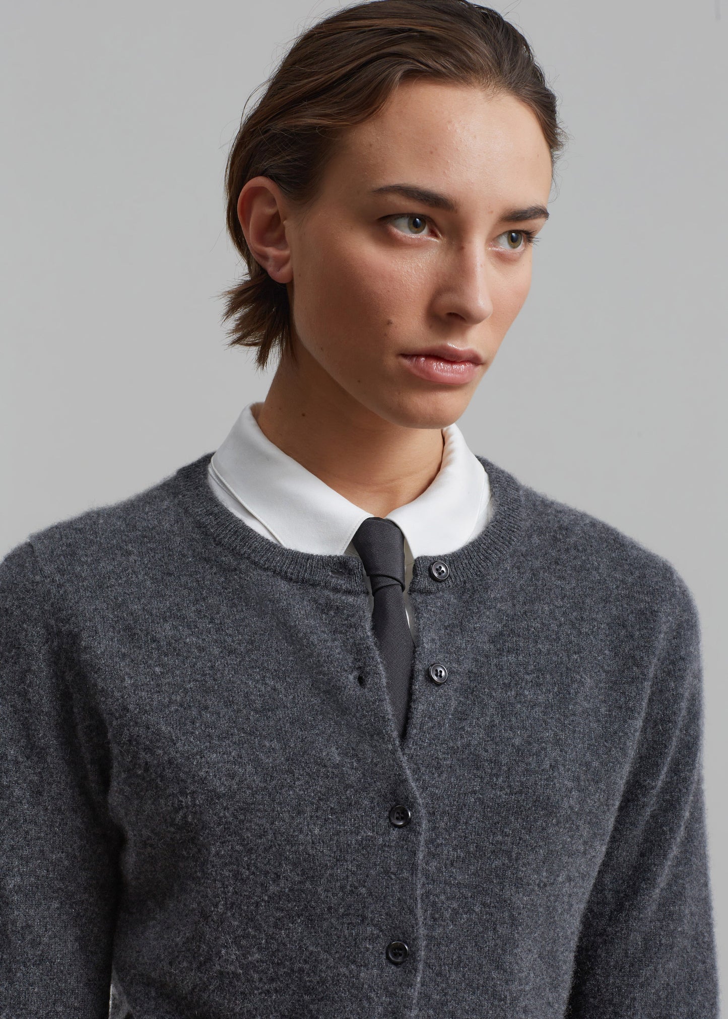 Francesca Cashmere Cardigan - Charcoal