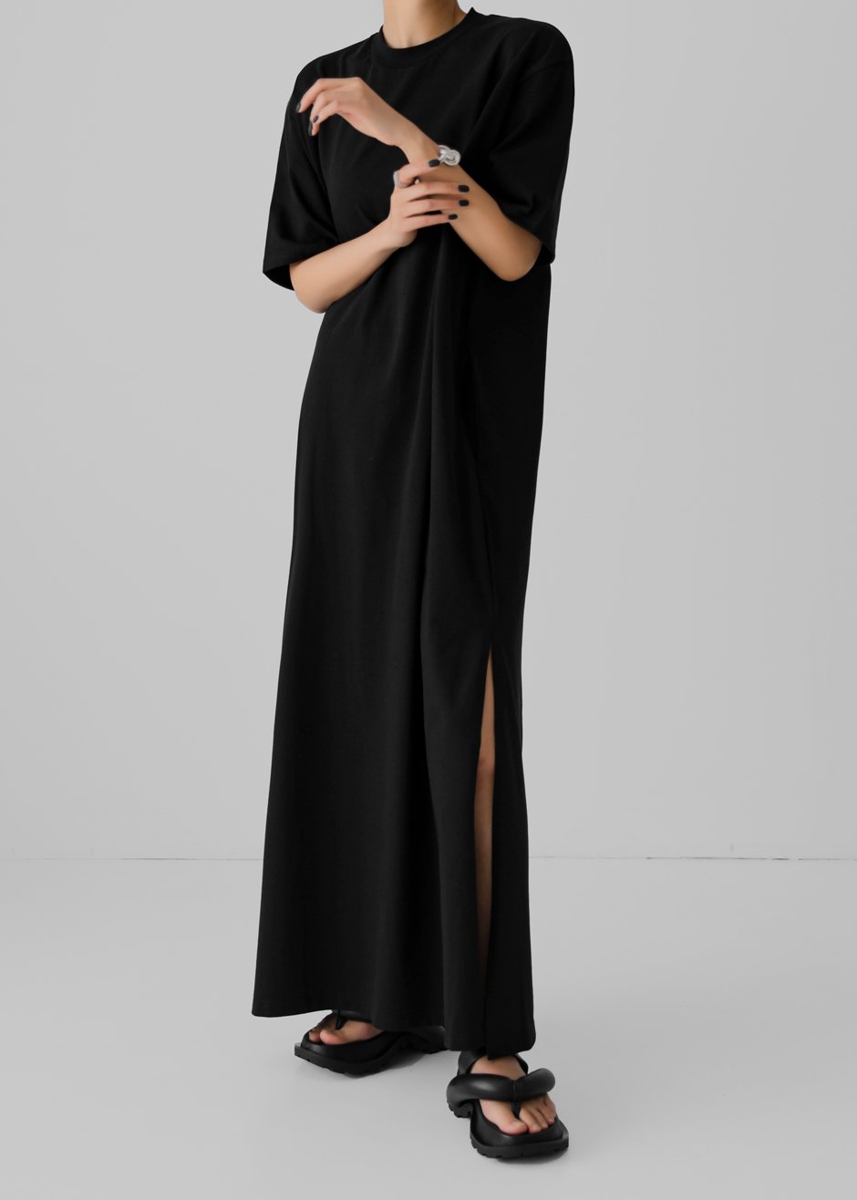 Lou Oversized Tee Dress - Black