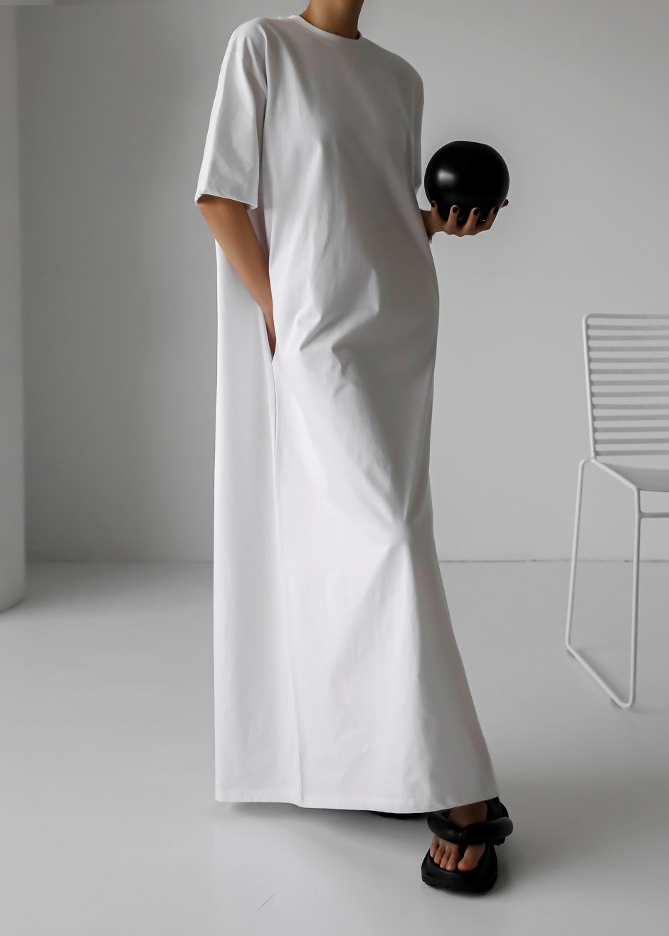 Lou Oversized Tee Dress - Optic White