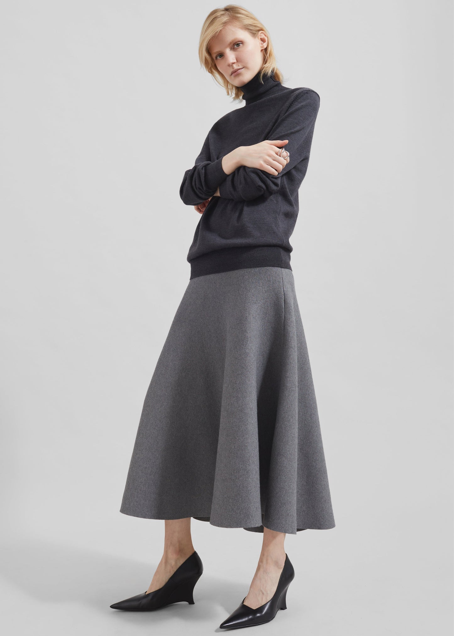 Gabrielle Knit Midi Skirt - Dark Grey