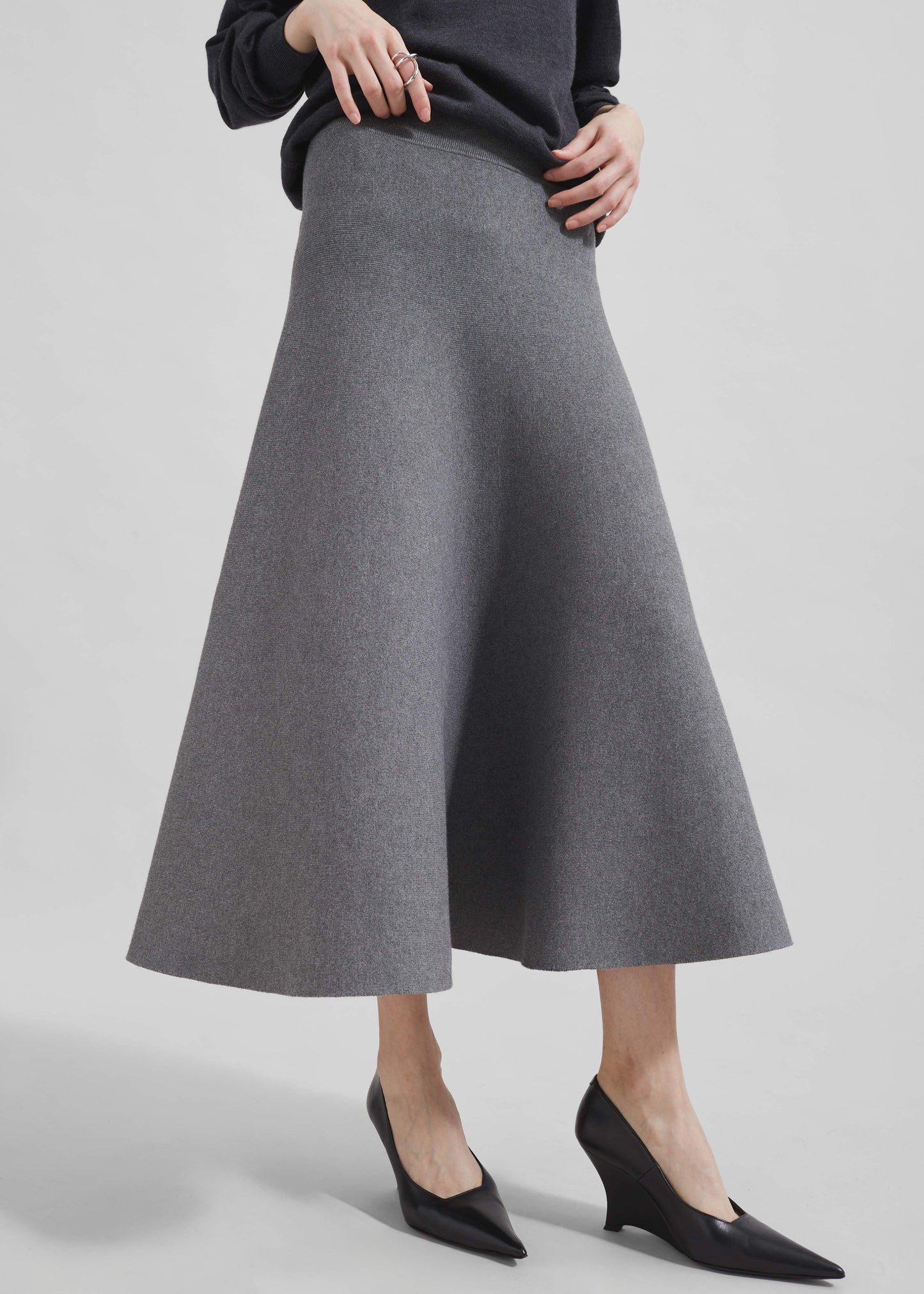 Gabrielle Knit Midi Skirt - Dark Grey