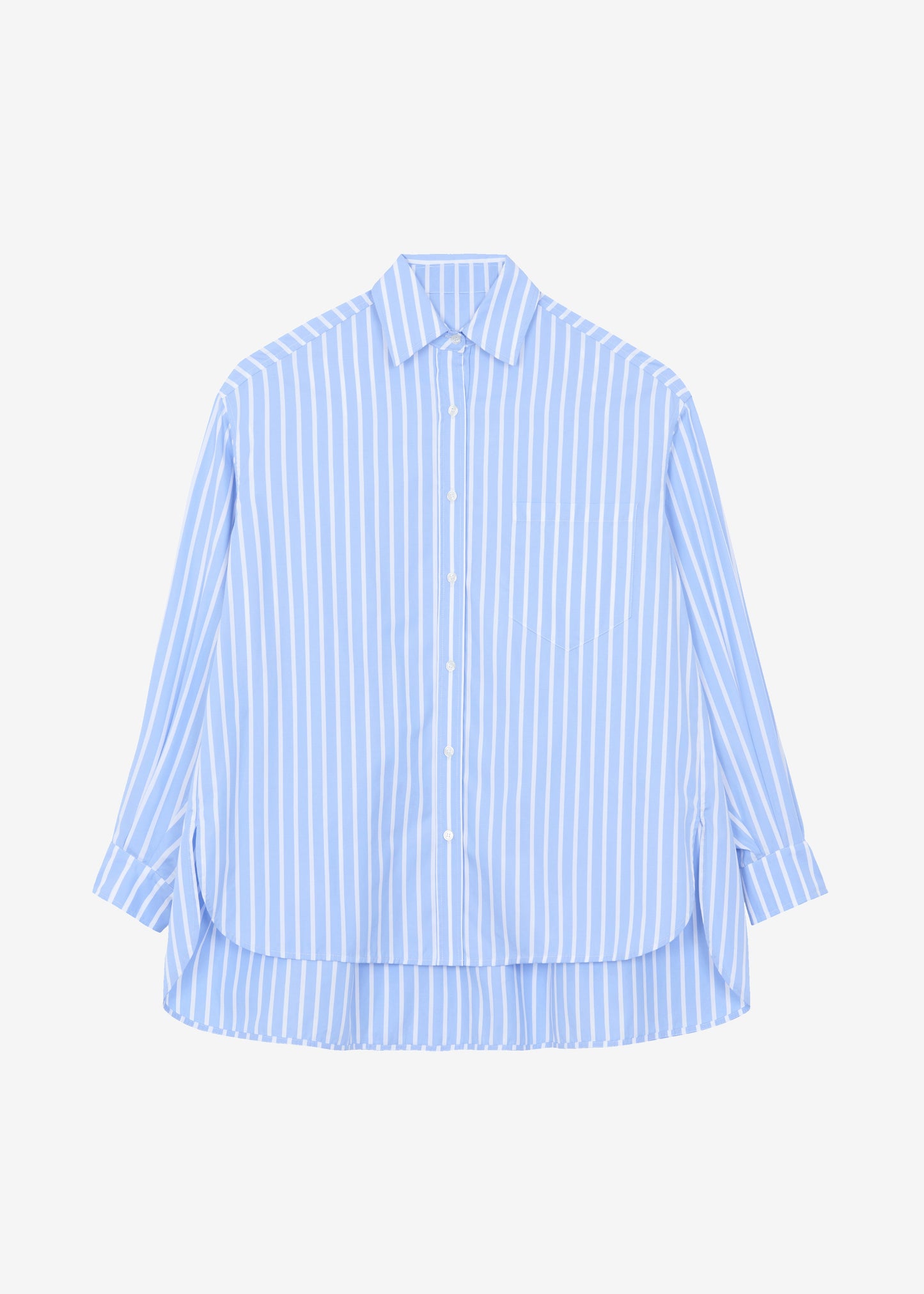 Georgia Boxy Shirt - Sky Blue/White Stripe