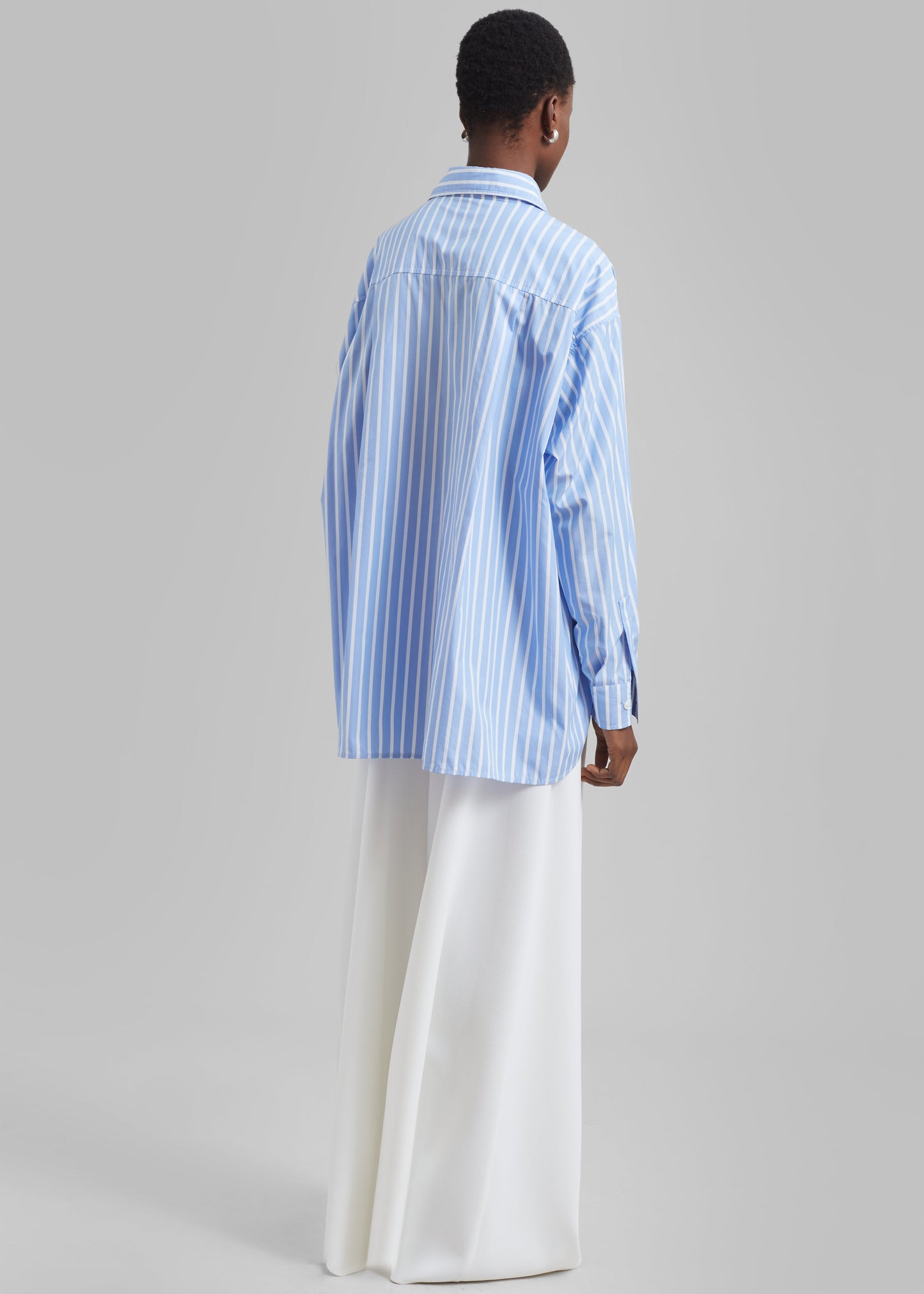 Georgia Boxy Shirt - Sky Blue/White Stripe