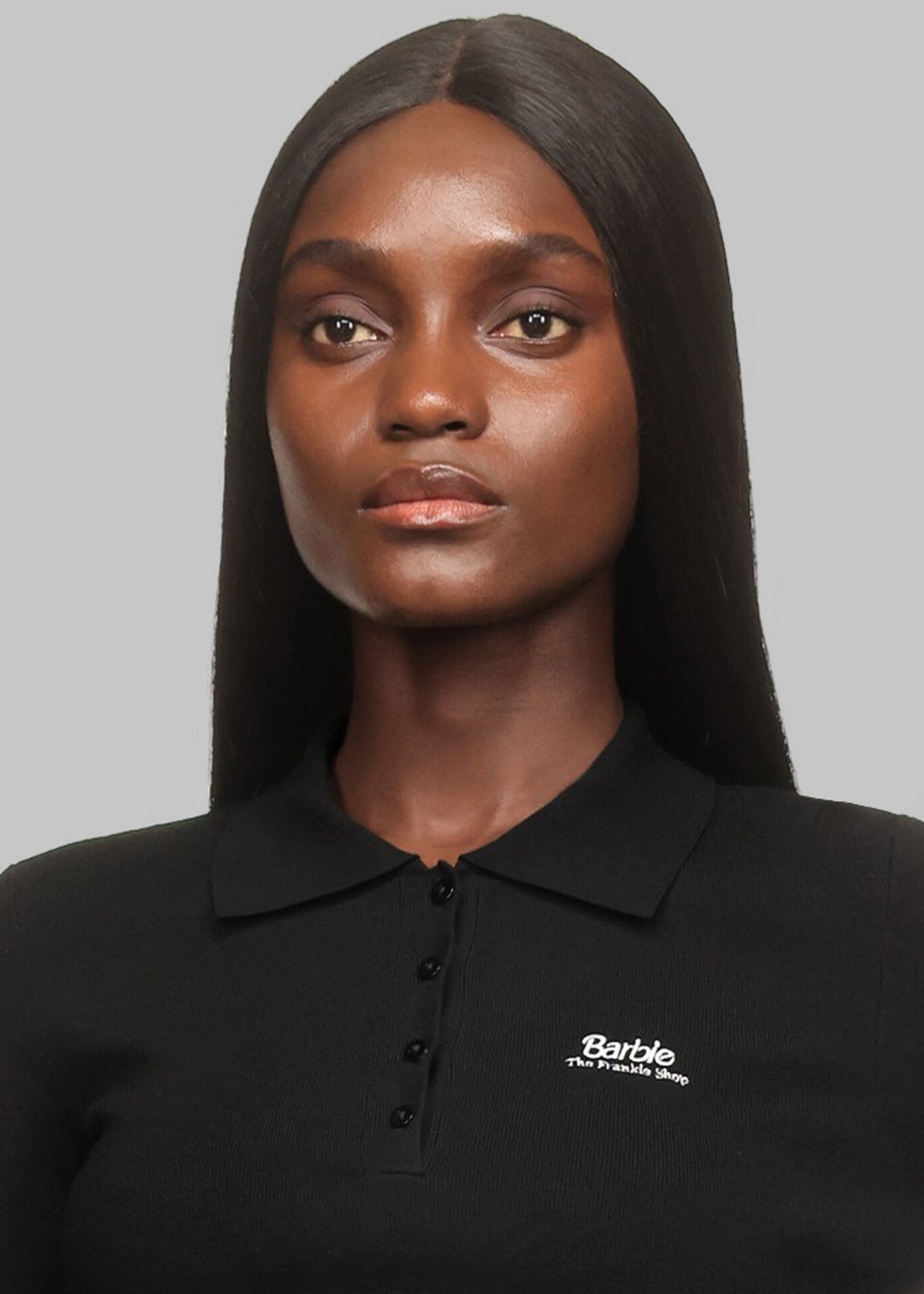 Giselle Cropped Knit Polo x Barbie™ - Black