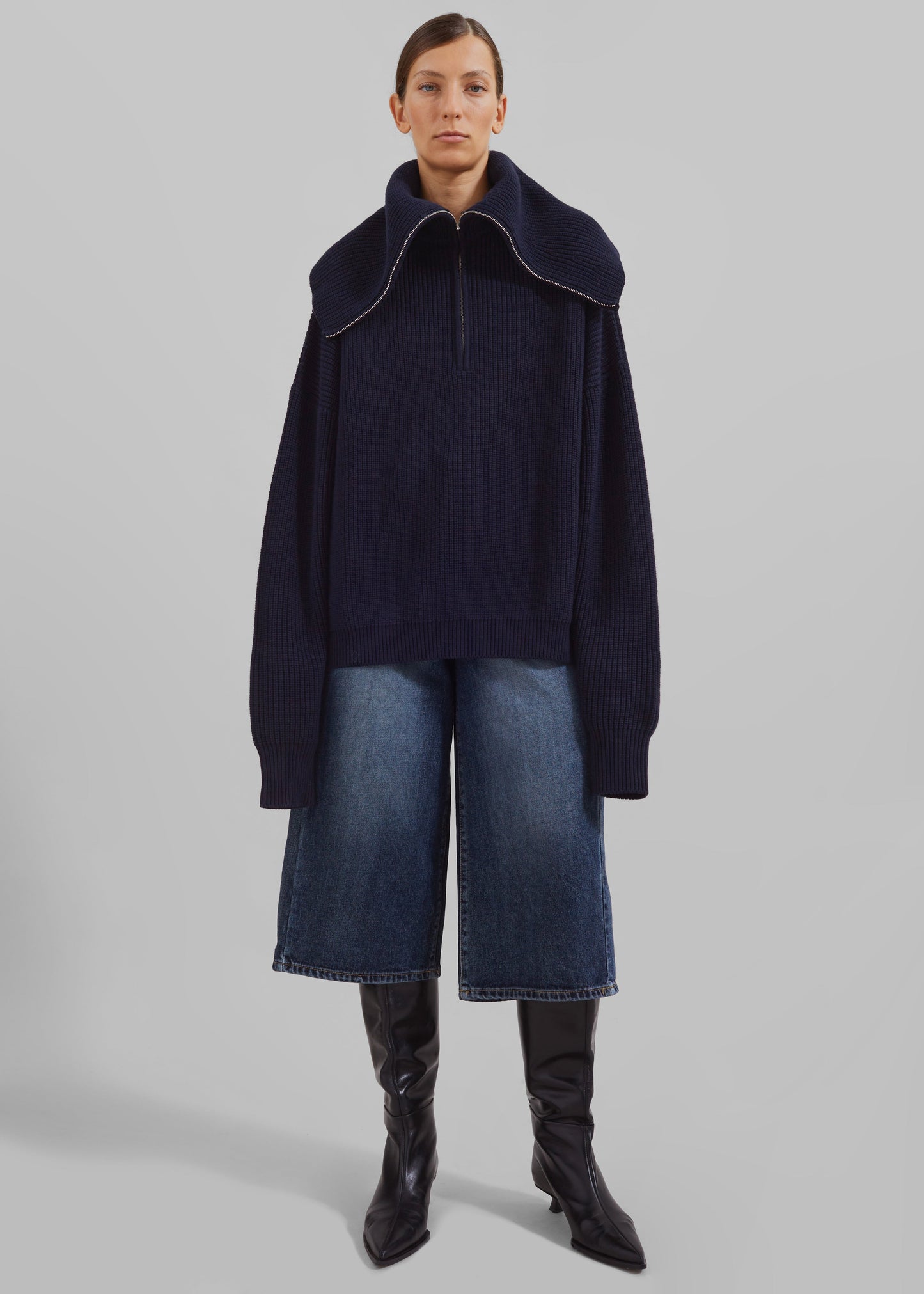 Hazel Oversized Wool Jumper - Dark Navy