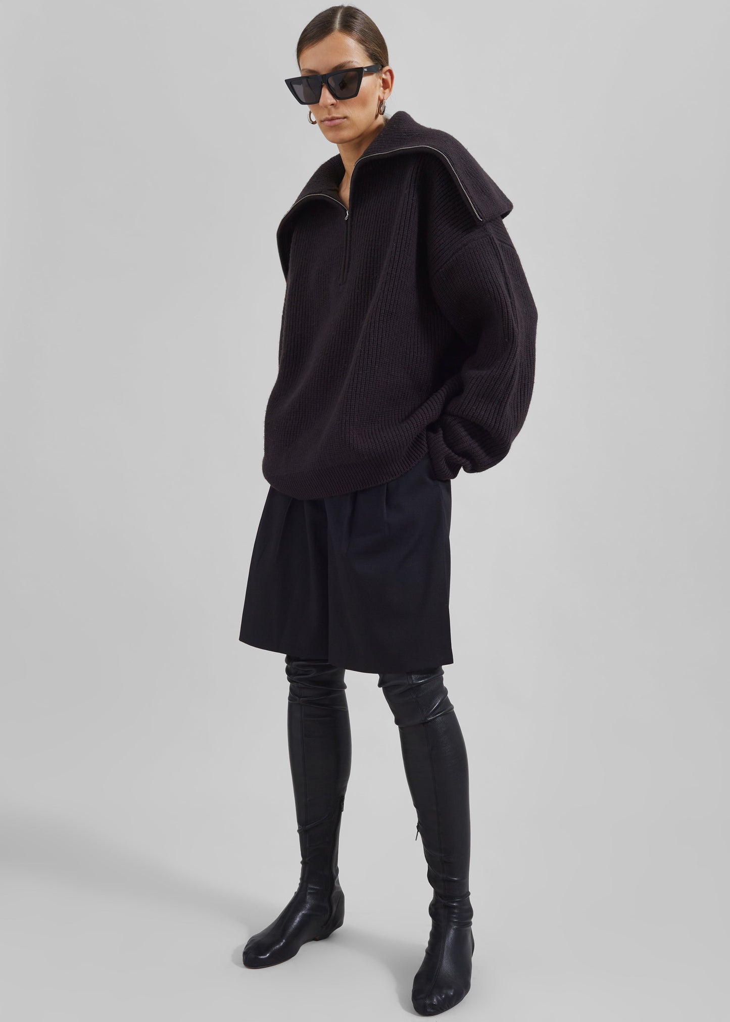 Hazel Oversized Wool Jumper - Dark Plum