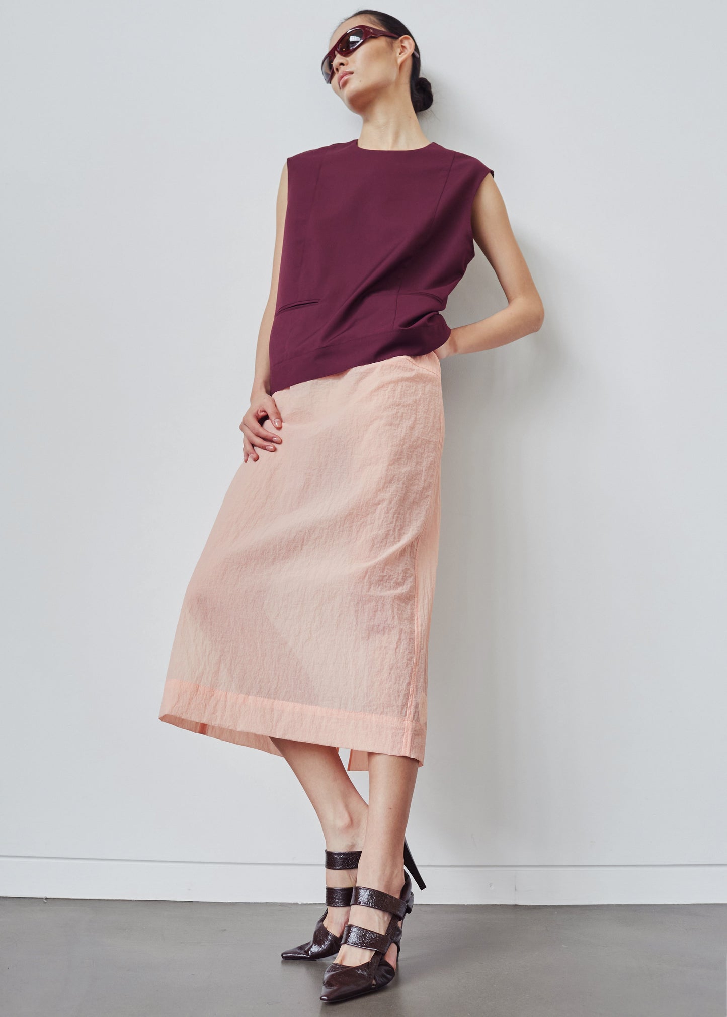 Heidi Semi Sheer Midi Skirt - Pink