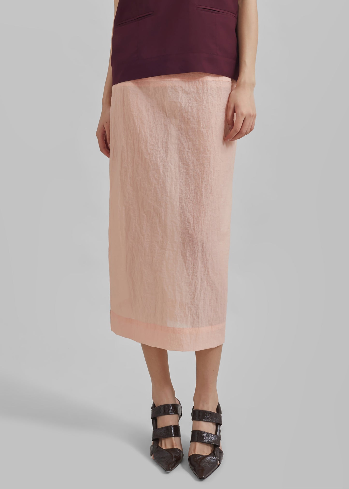 Heidi Semi Sheer Midi Skirt - Pink