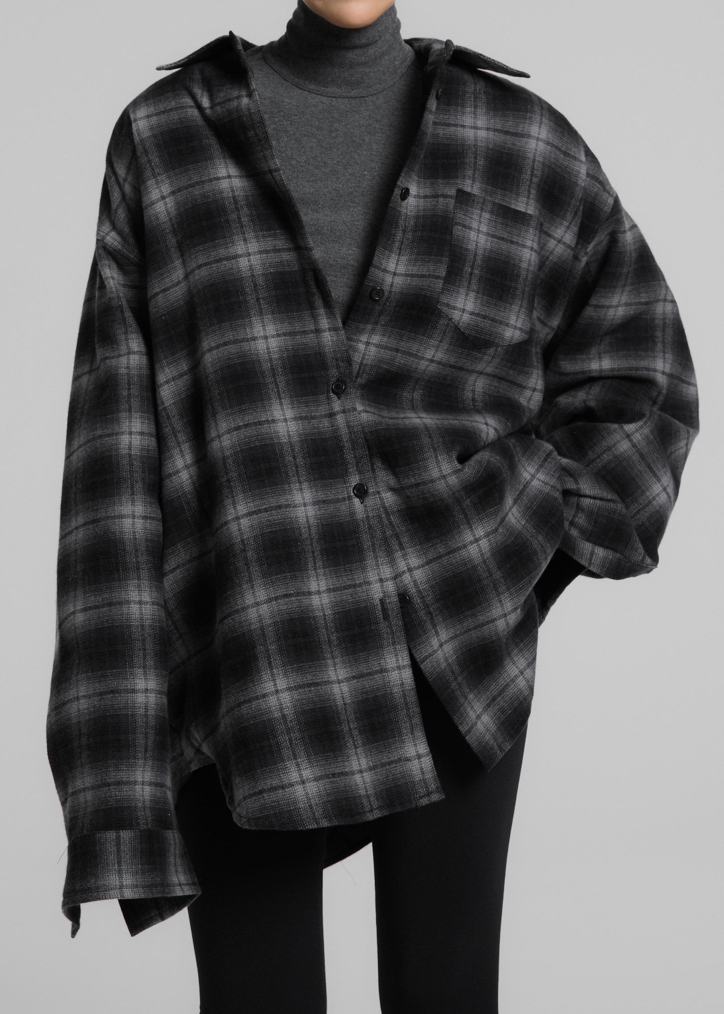 Helka Flannel Quilted Shirt - Charcoal