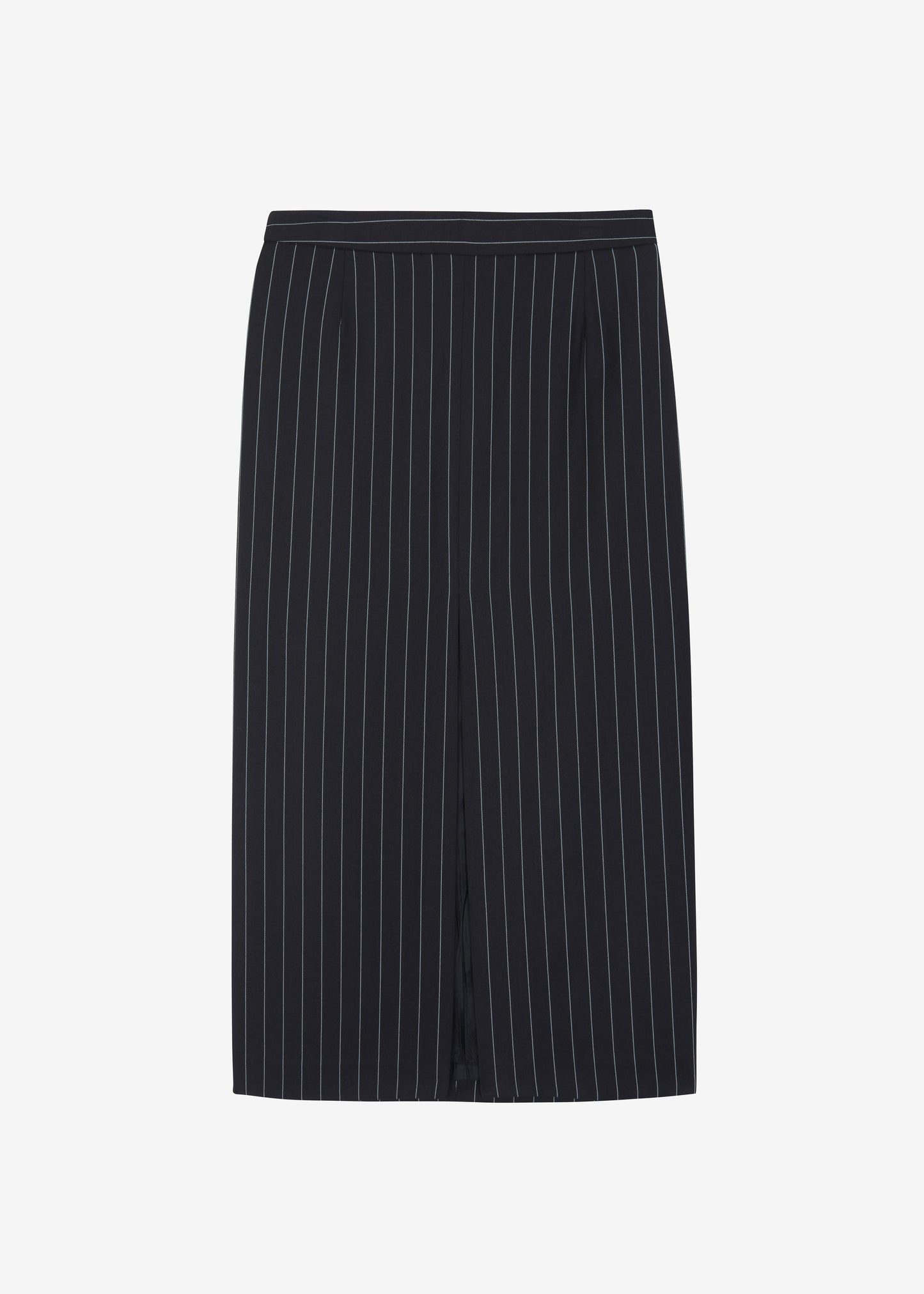 Holland Midi Slit Skirt - Black/White Pinstripe