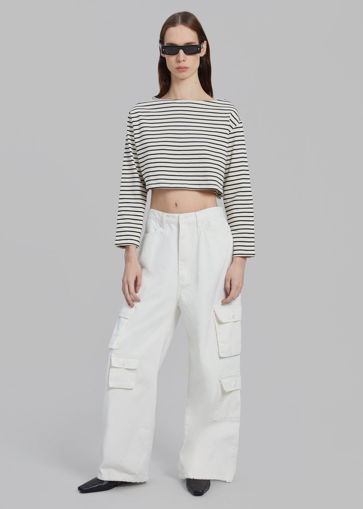 Hailey Denim Oversized Cargo Pants - White