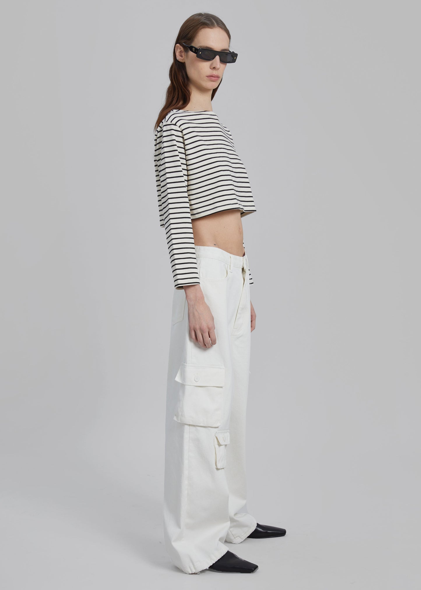 Hailey Denim Oversized Cargo Pants - White