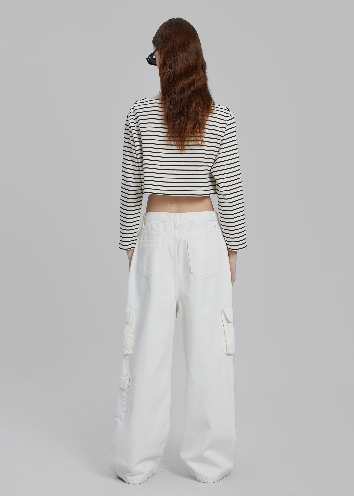 Hailey Denim Oversized Cargo Pants - White