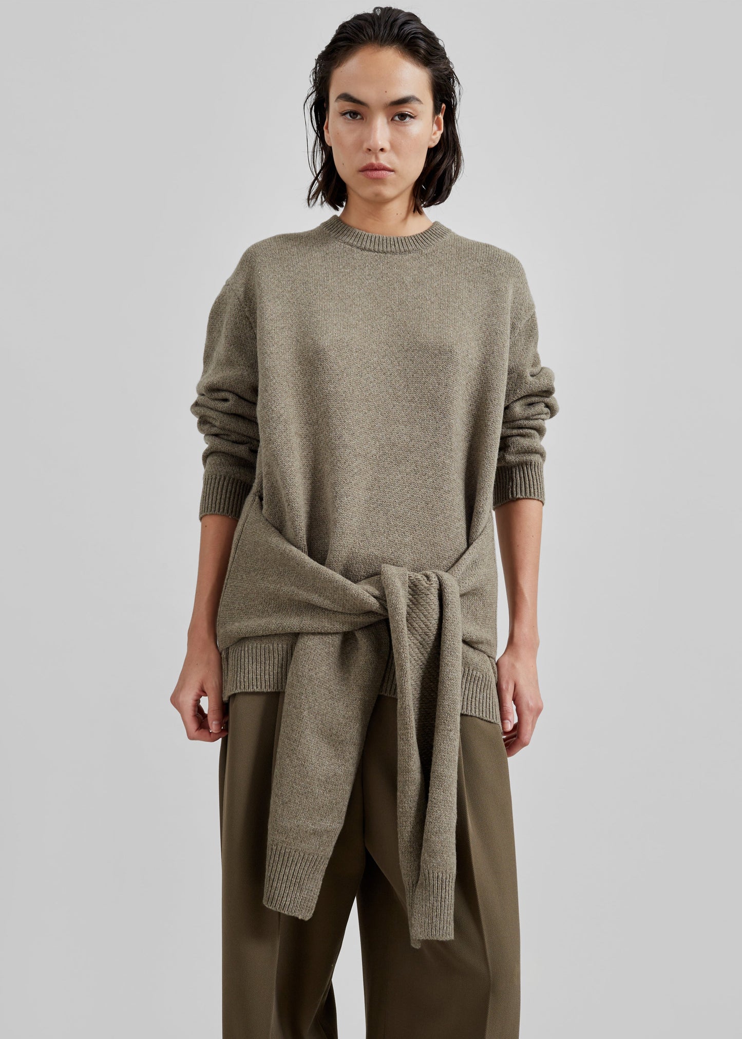 JW Anderson Draped Tie Front Jumper - Khaki