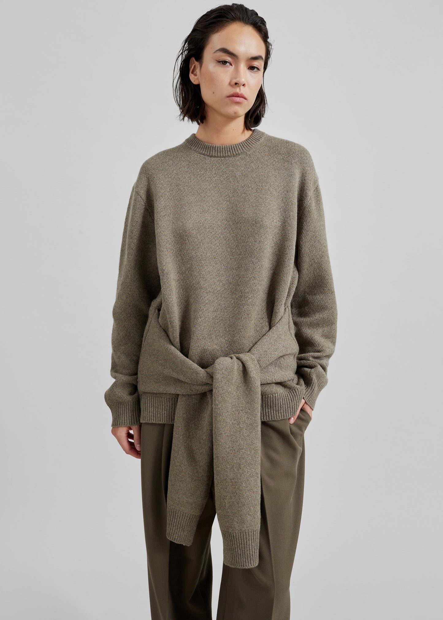 JW Anderson Draped Tie Front Jumper - Khaki