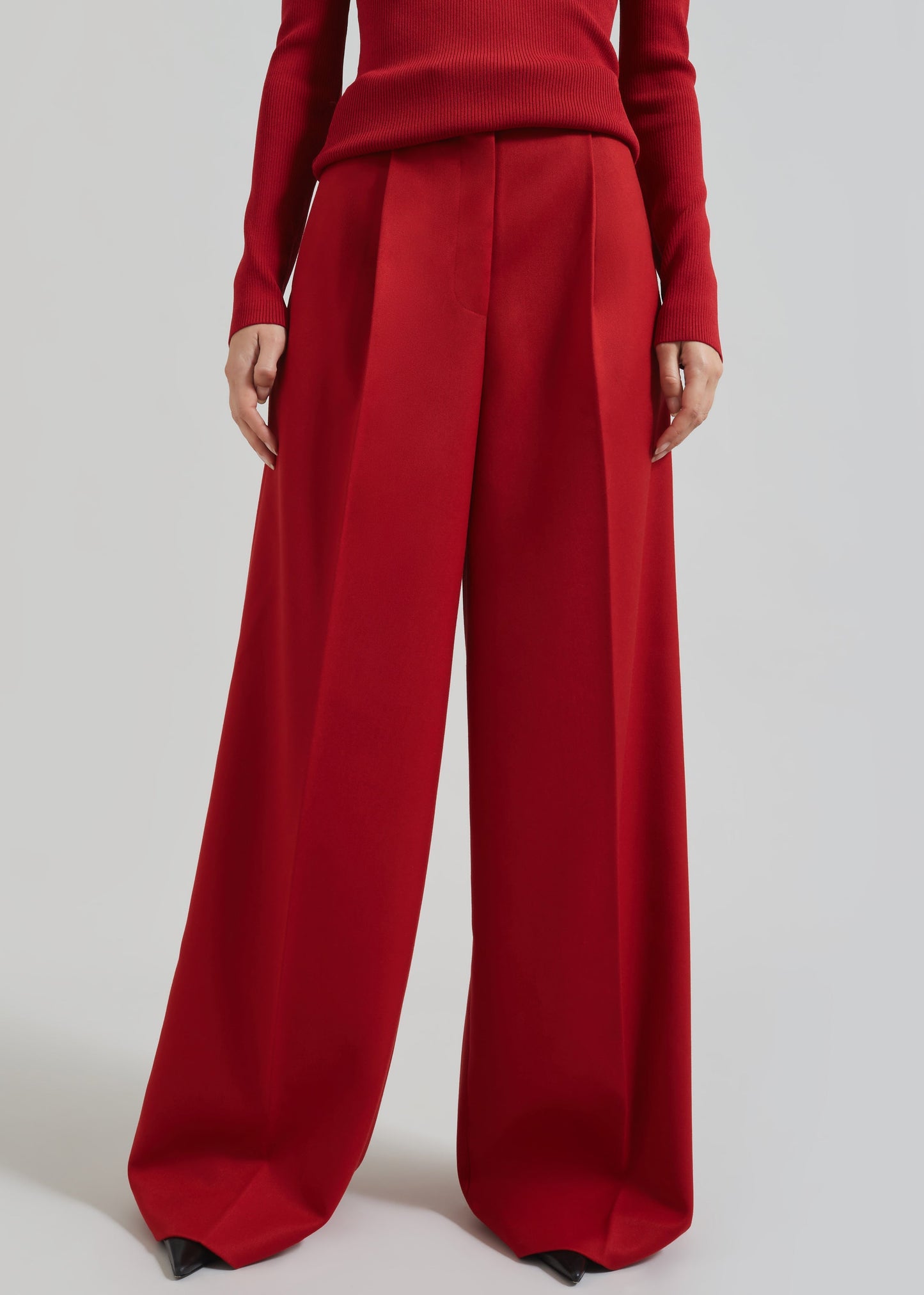 Kamila Wide Leg Trousers - Red