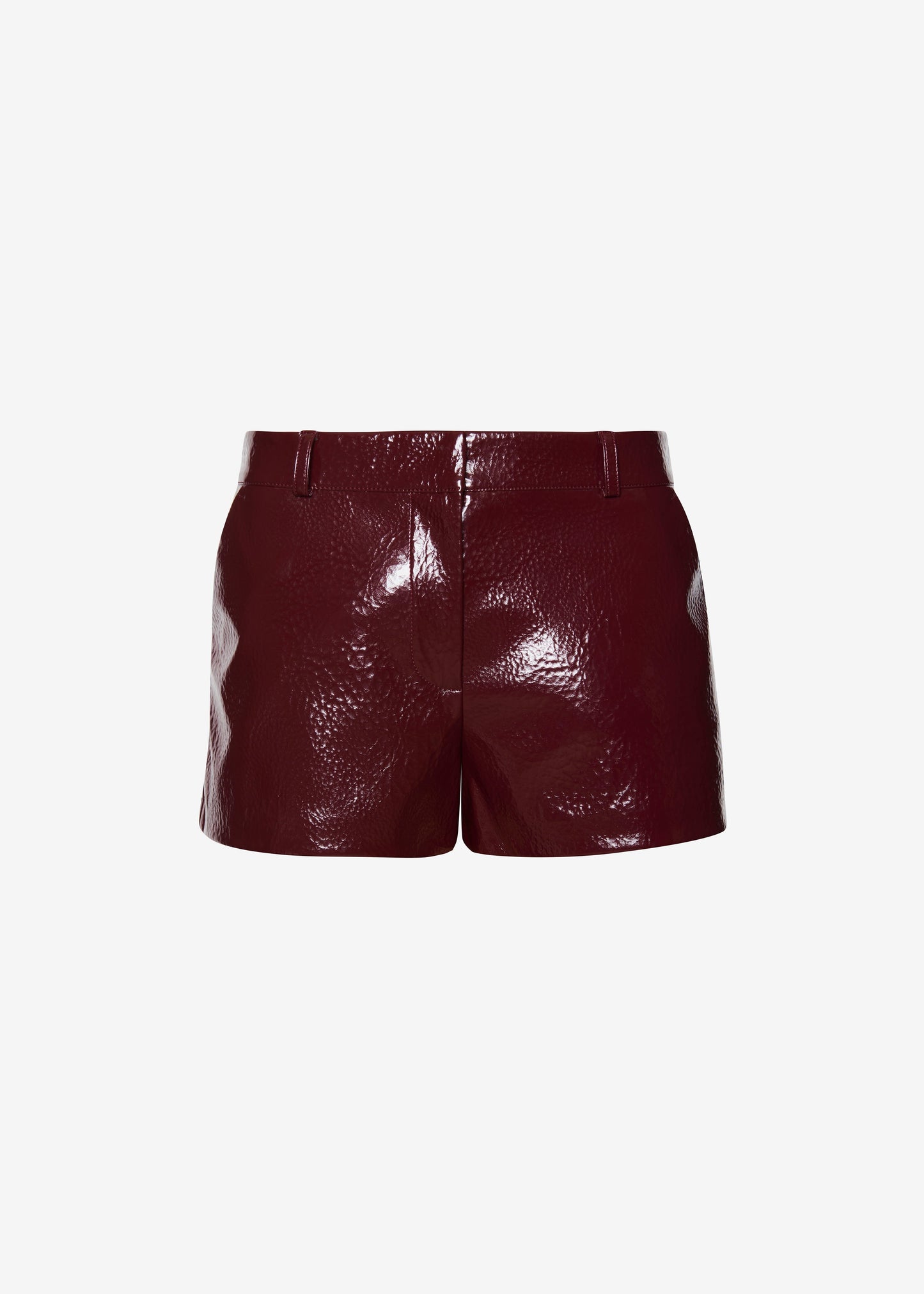 Kate Crackled Faux Leather Mini Shorts - Burgundy