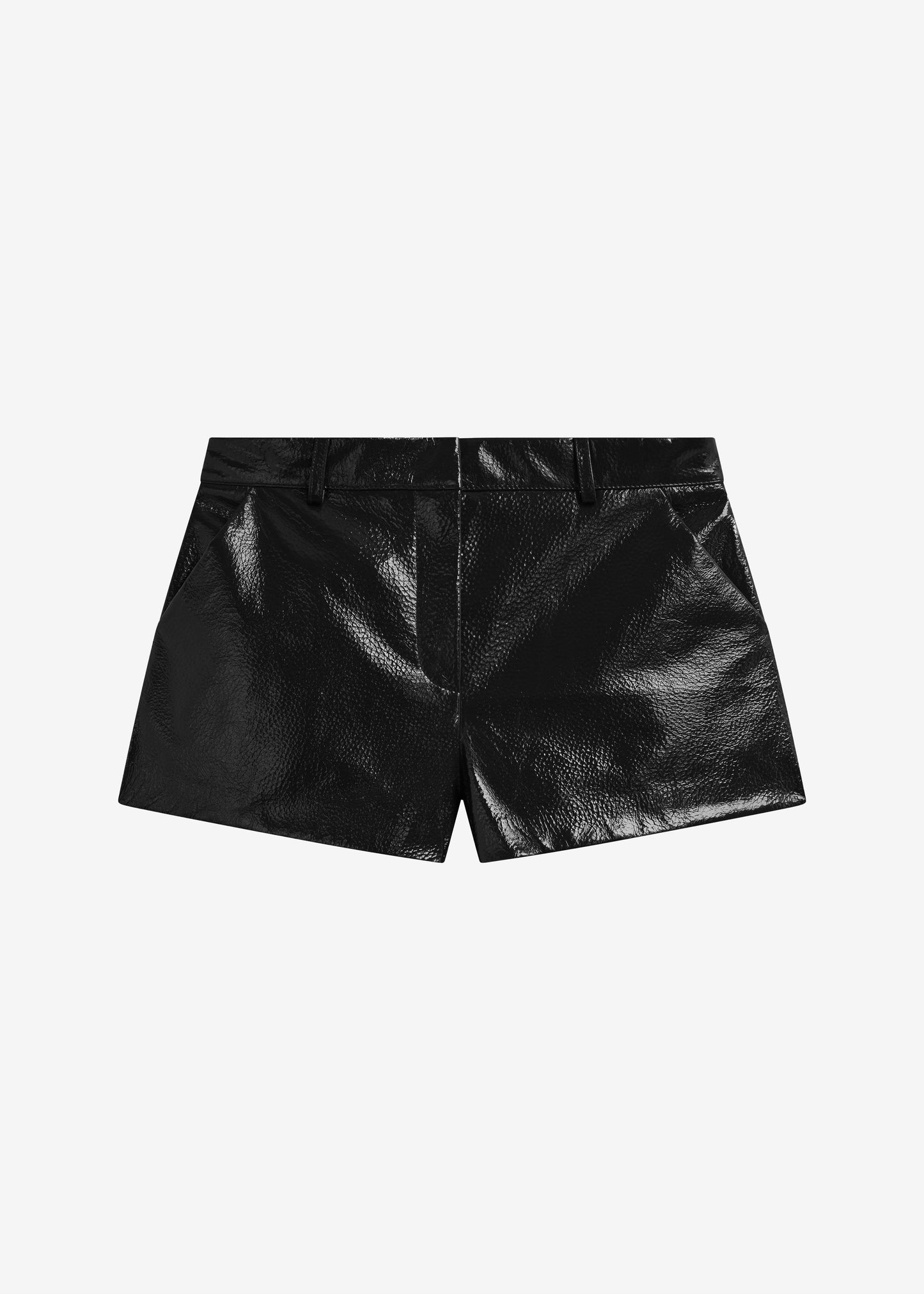 Kate Crackled Faux Leather Mini Shorts - Black