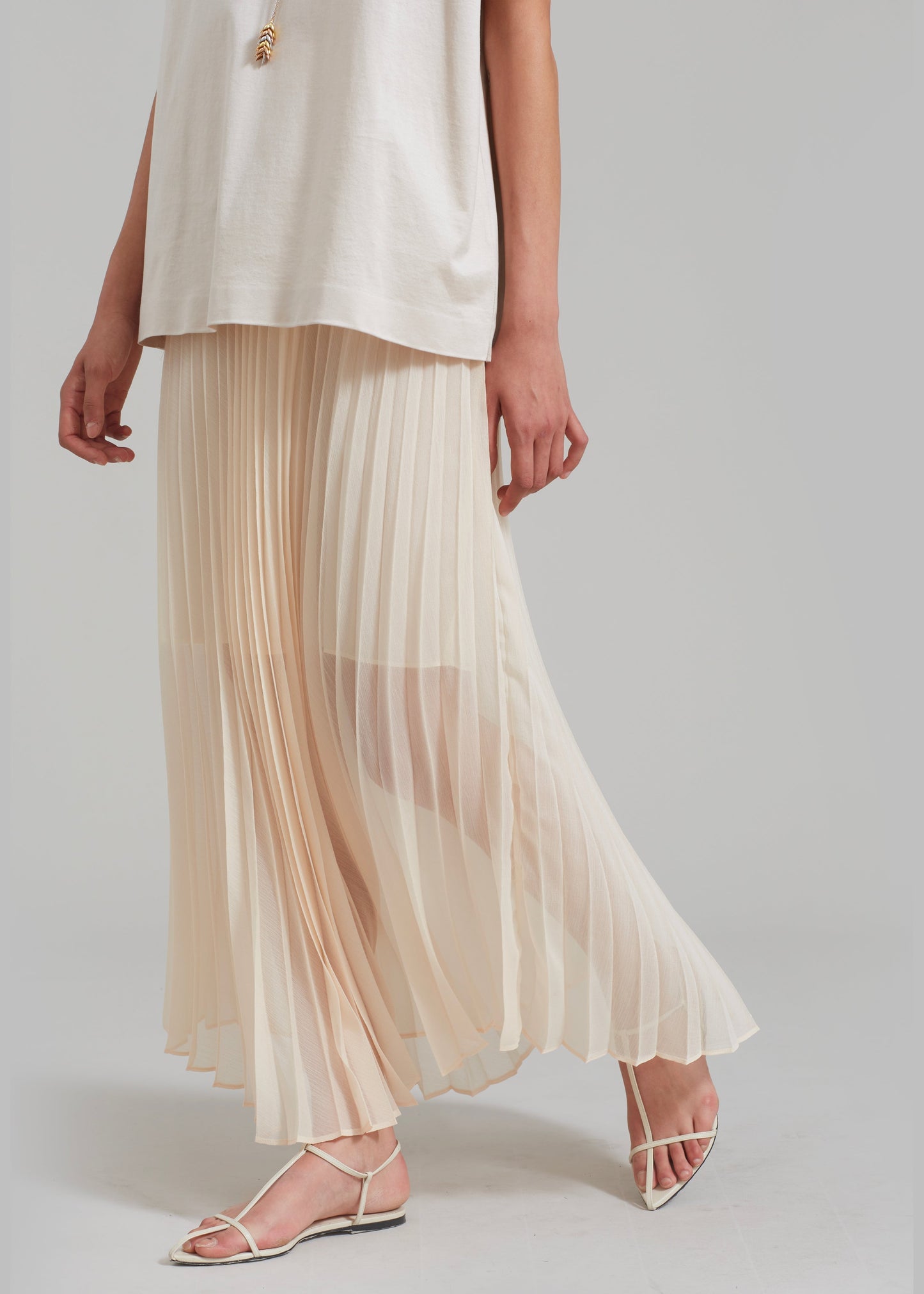 Kaya Pleated Maxi Skirt - Beige