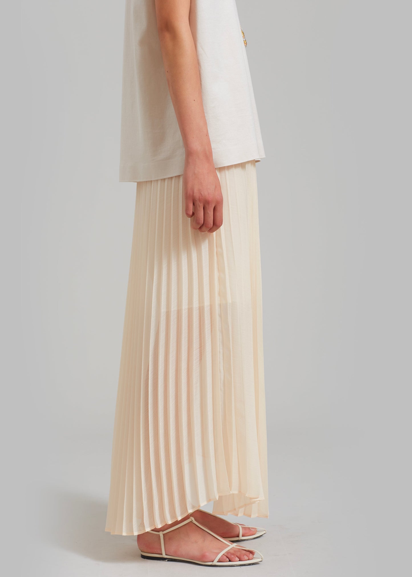 Kaya Pleated Maxi Skirt - Beige