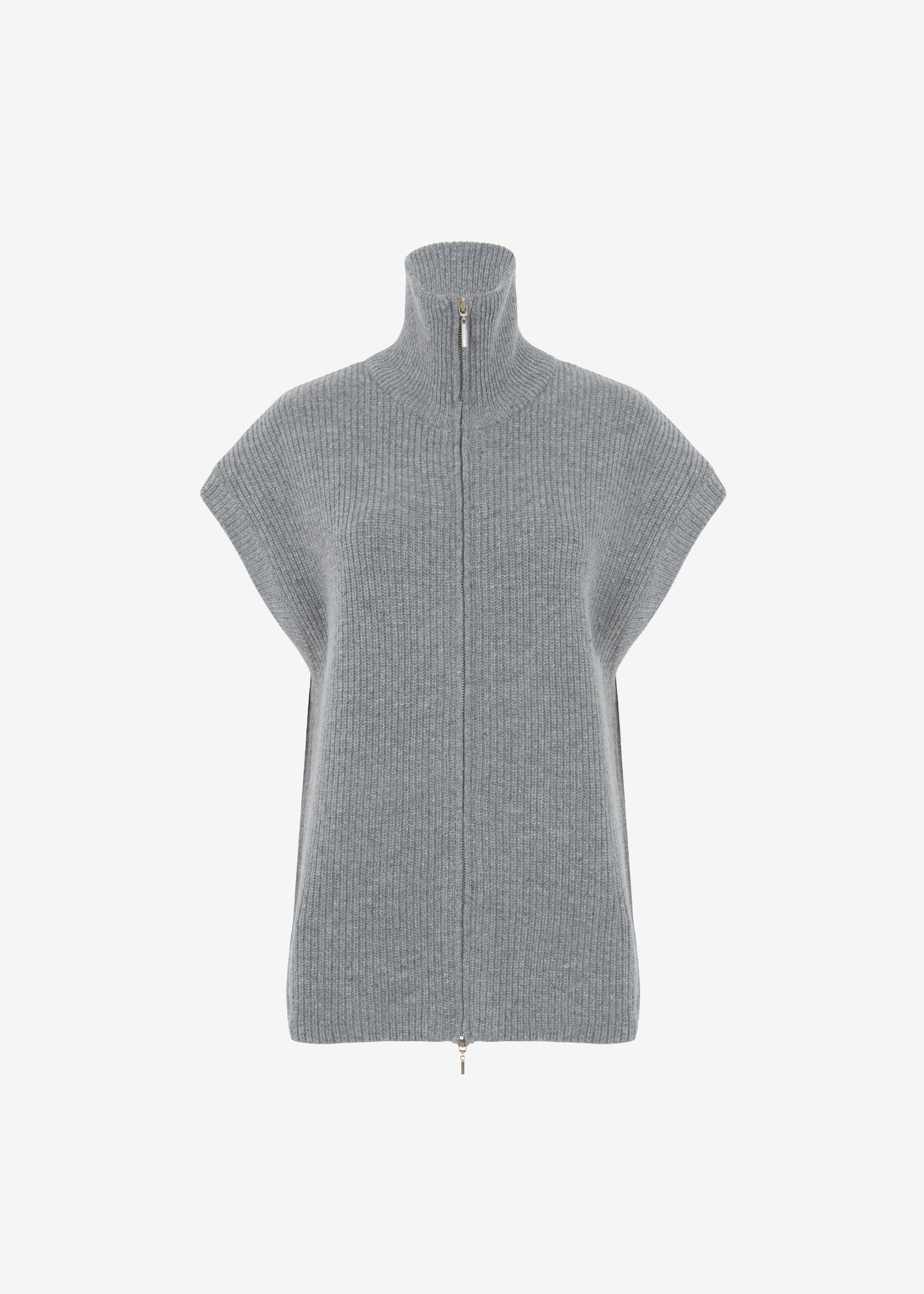 Kellan Wool Blend Sleeveless Zip Turtleneck - Grey