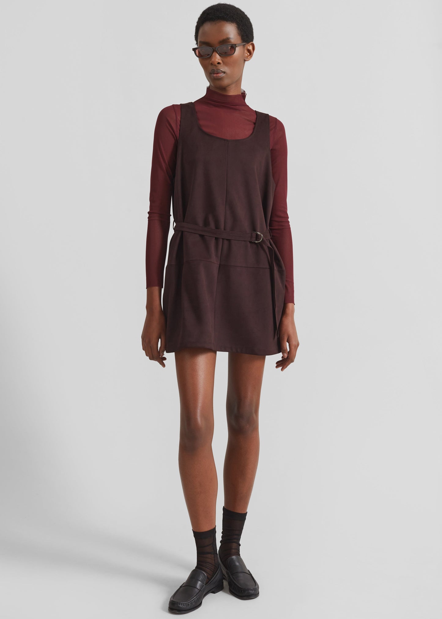 Kildare Faux Suede Dress - Plum