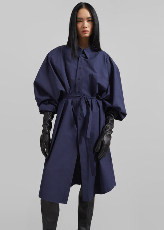 Korben Oversized Shirt Dress - Navy