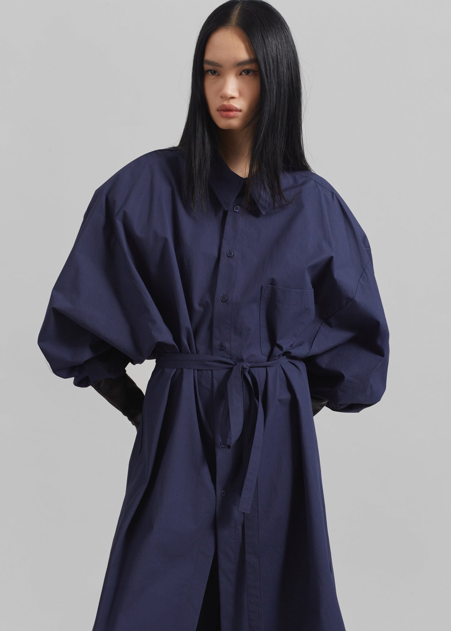 Korben Oversized Shirt Dress - Navy