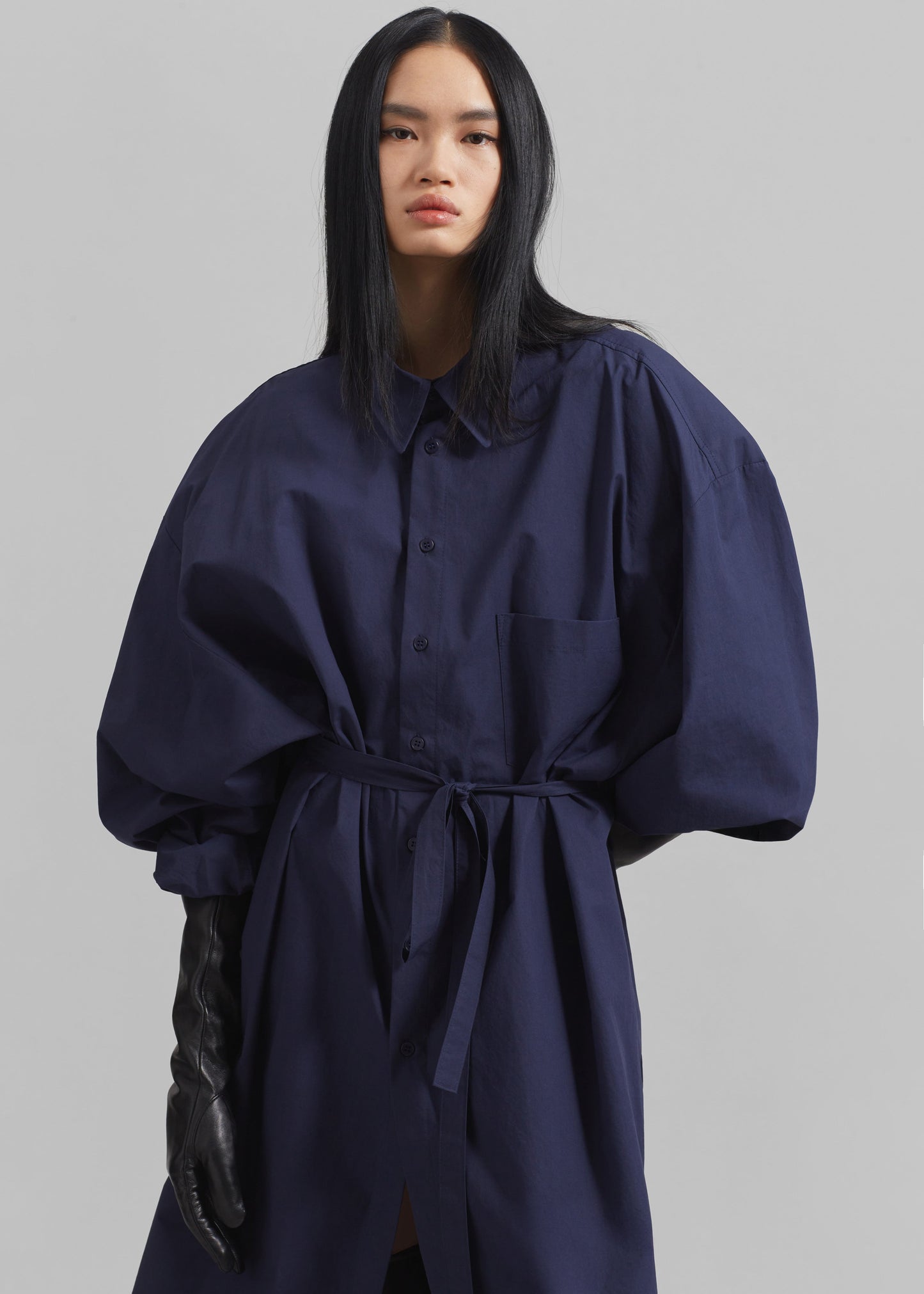 Korben Oversized Shirt Dress - Navy