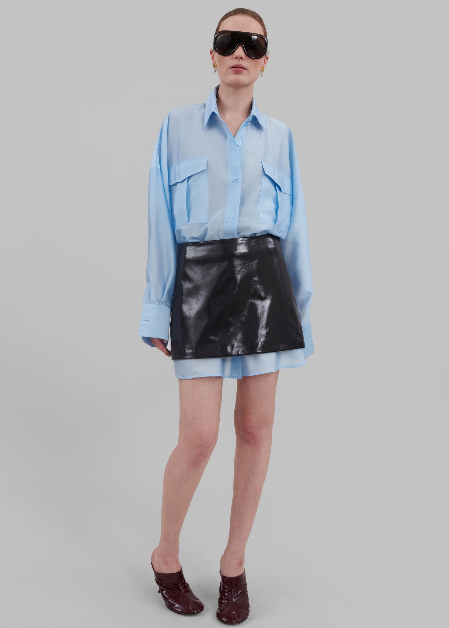 Laure Oversized Sheer Shirt - Sky