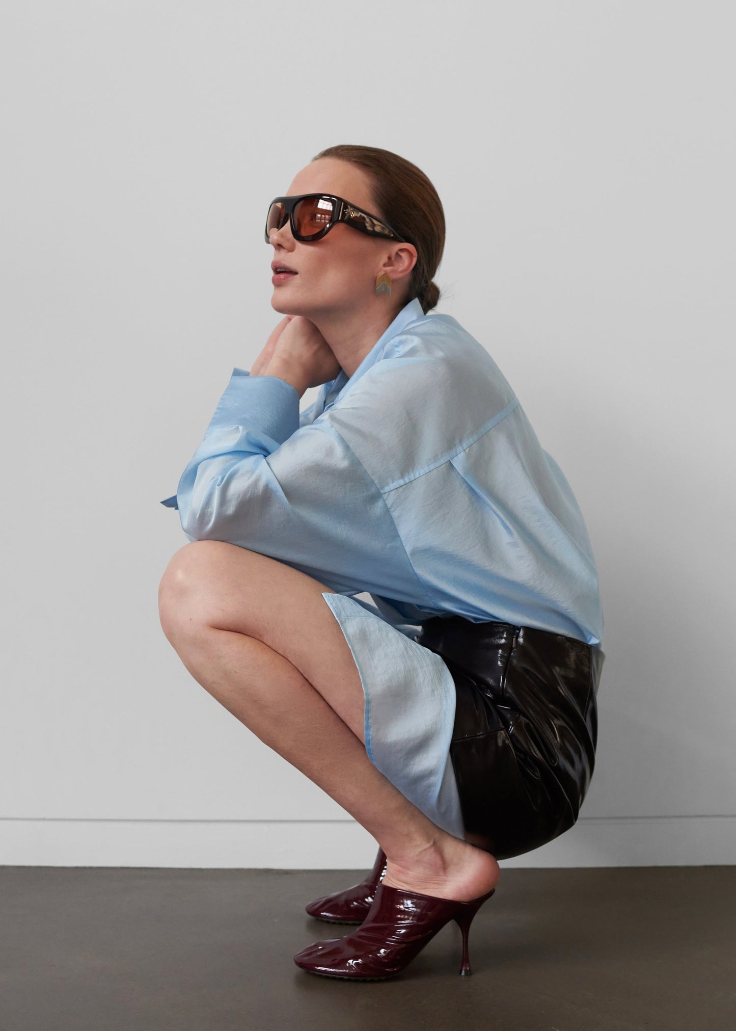 Laure Oversized Sheer Shirt - Sky