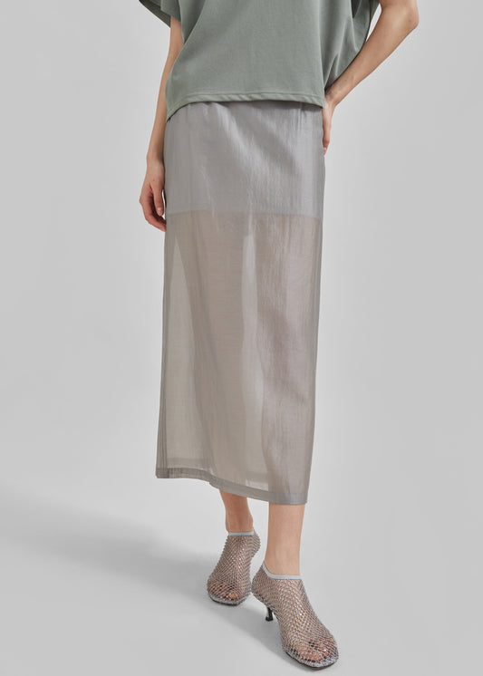 Lenore Semi Sheer Midi Skirt - Grey