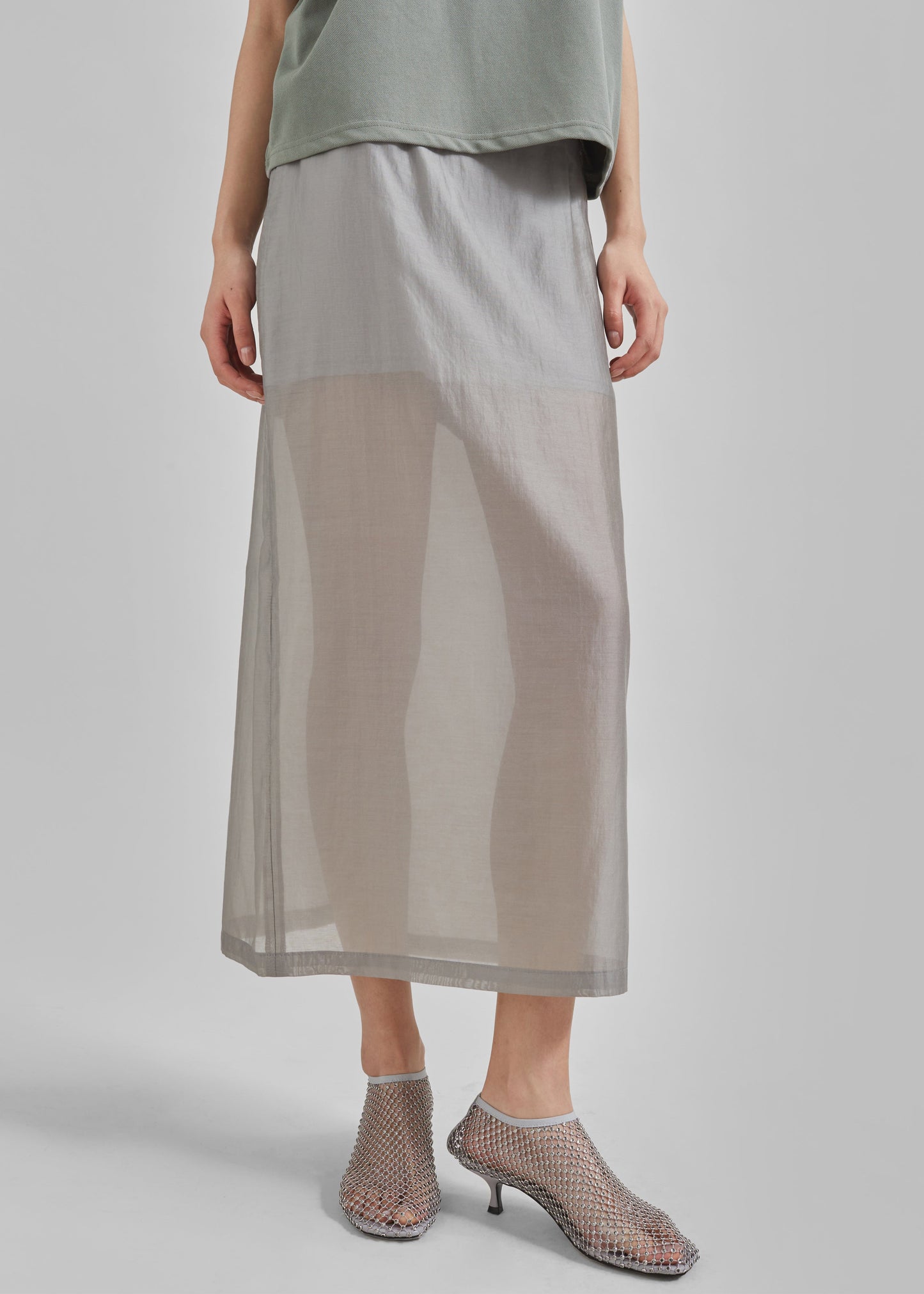 Lenore Semi Sheer Midi Skirt - Grey