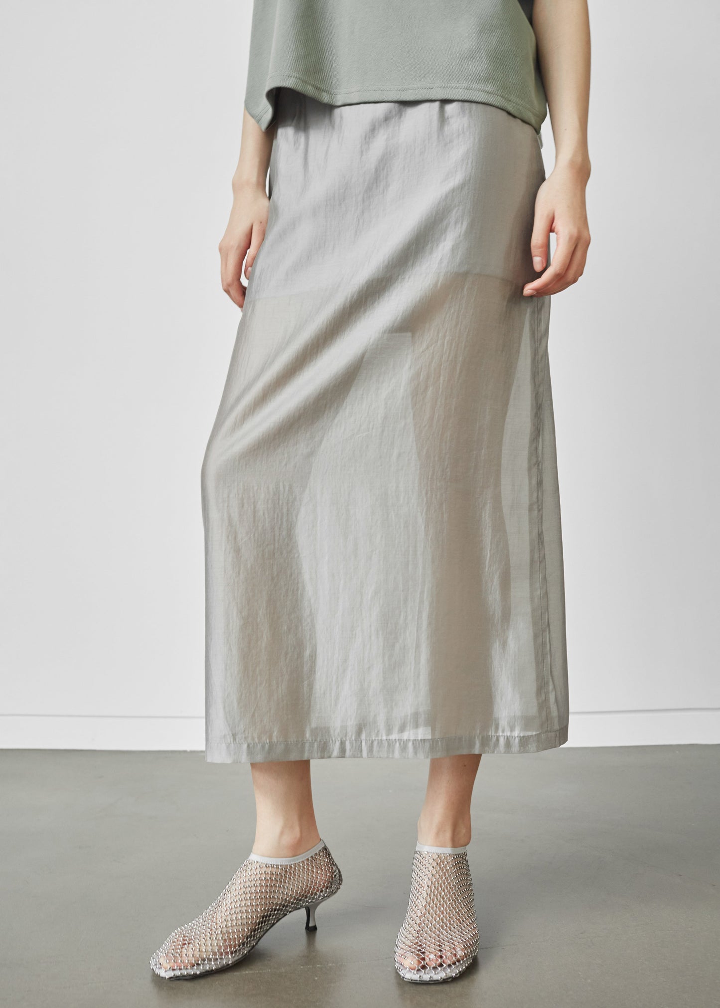 Lenore Semi Sheer Midi Skirt - Grey