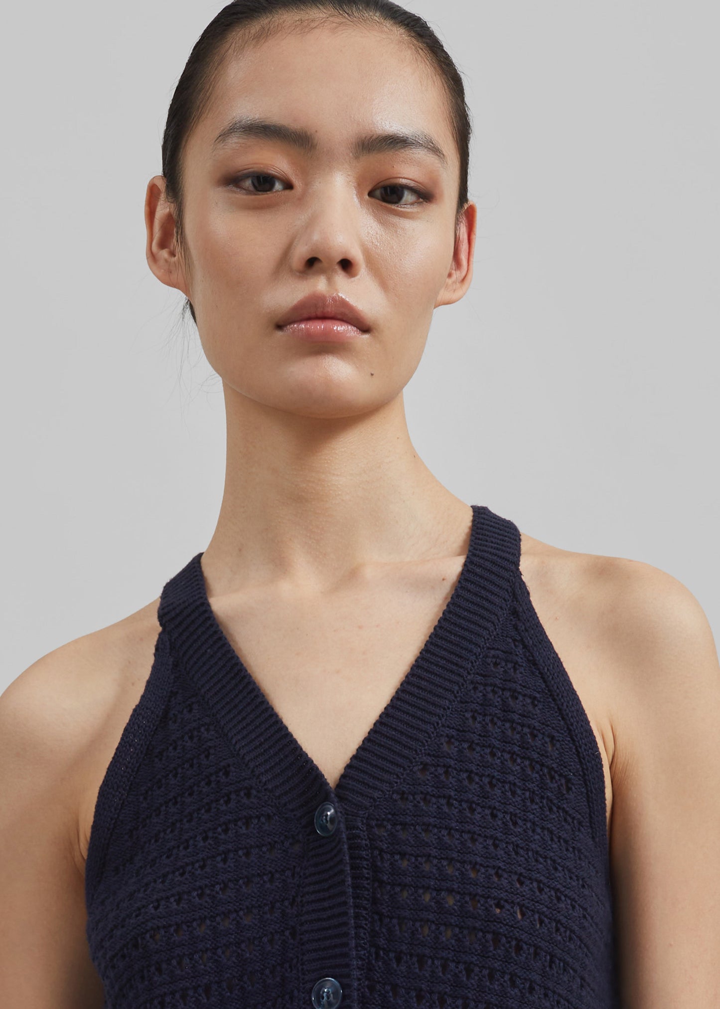 Leonie Knitted Halter Top - Navy