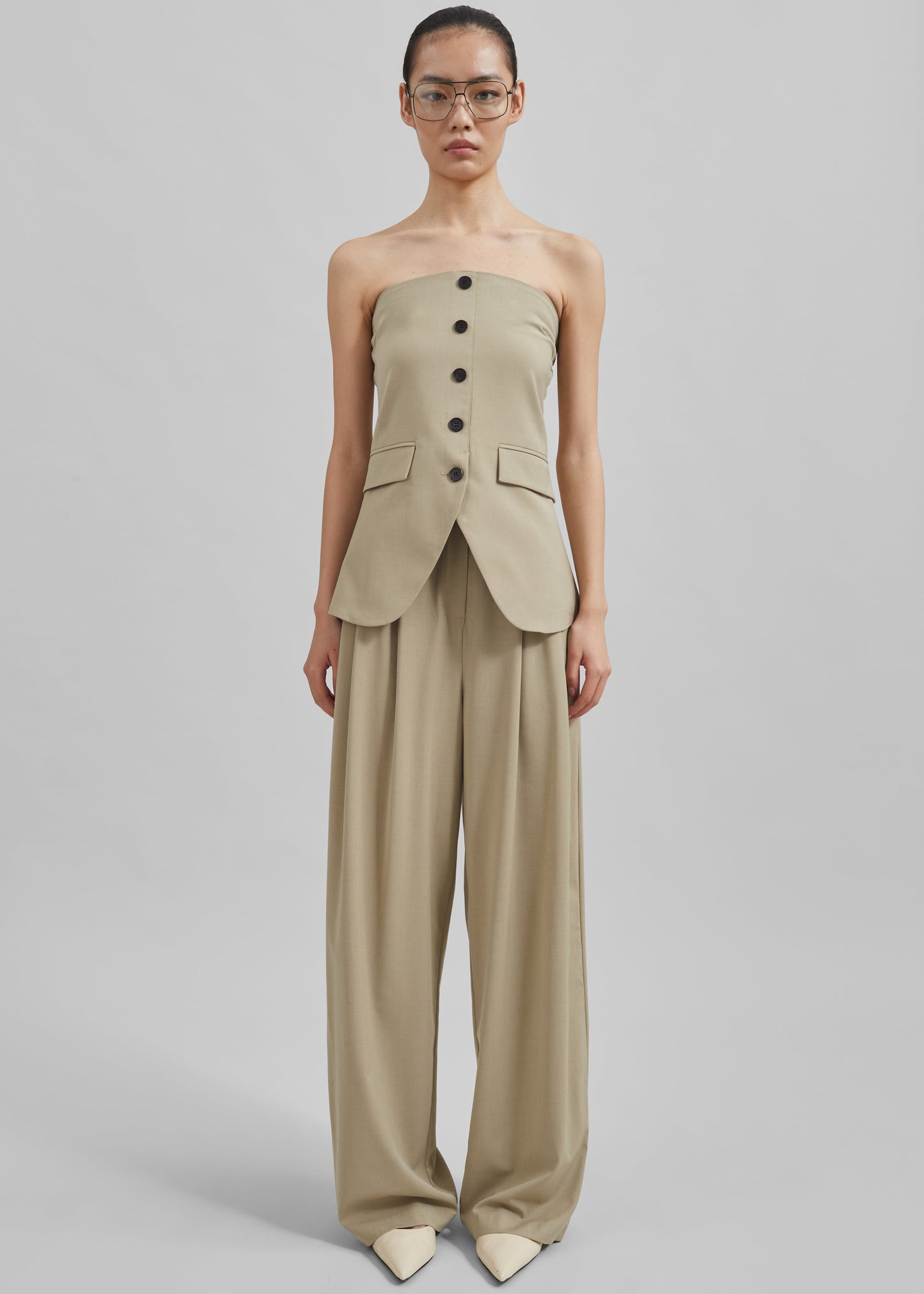 Livvy Pleated Trousers - Beige