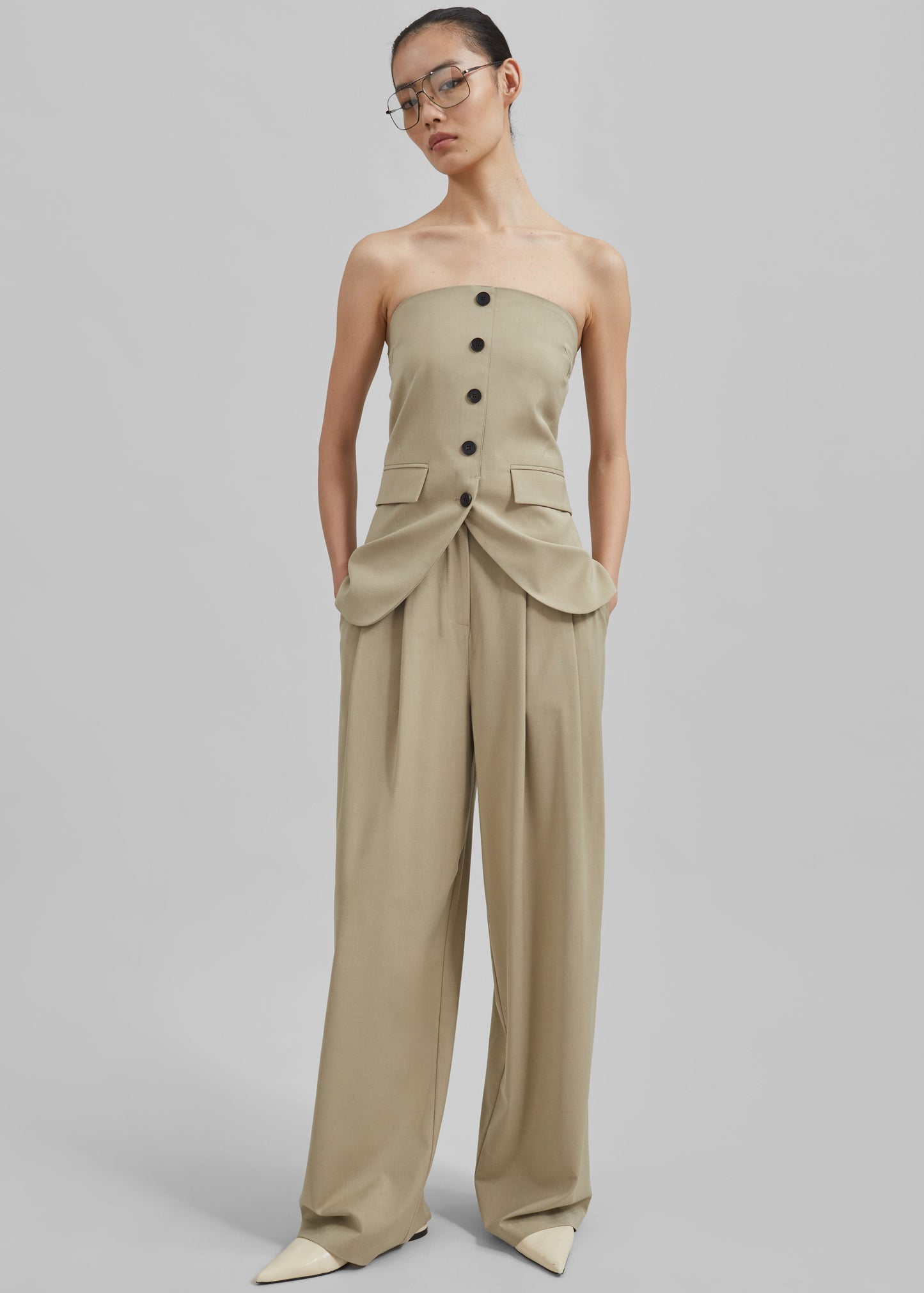 Livvy Pleated Trousers - Beige