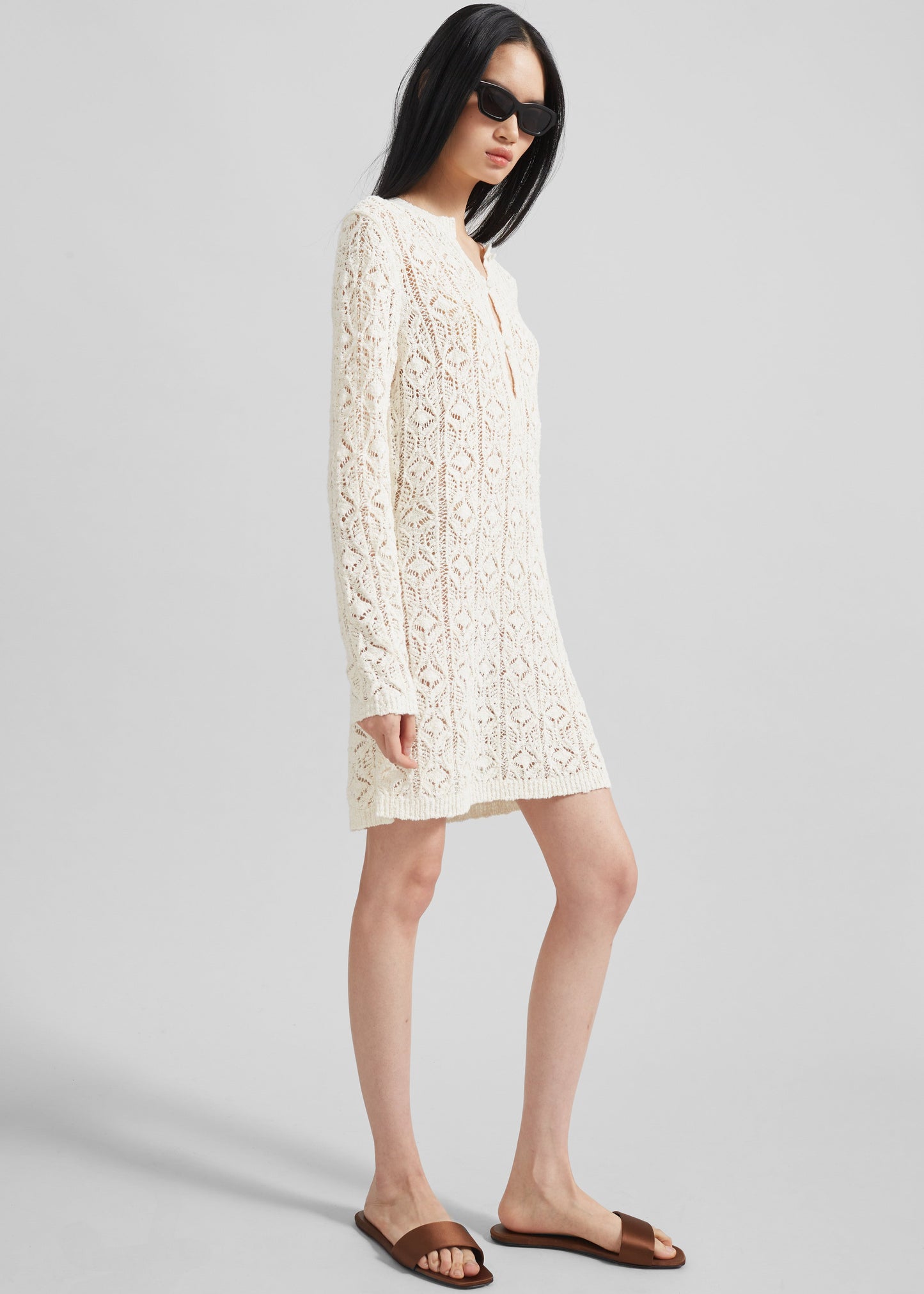 Loulou Studio Evan Lace Stitch Dress - Ivory