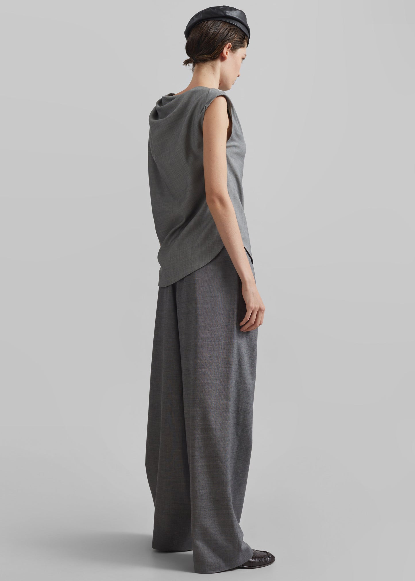 Loulou Studio Lyra Draped Sleeveless Blouse - Anthracite