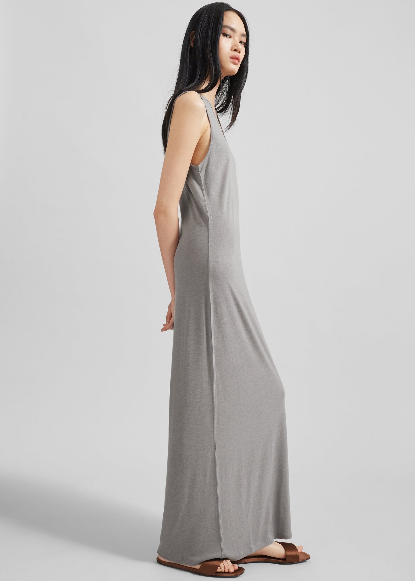 Loulou Studio Myron Long Tank Dress - Concrete Grey