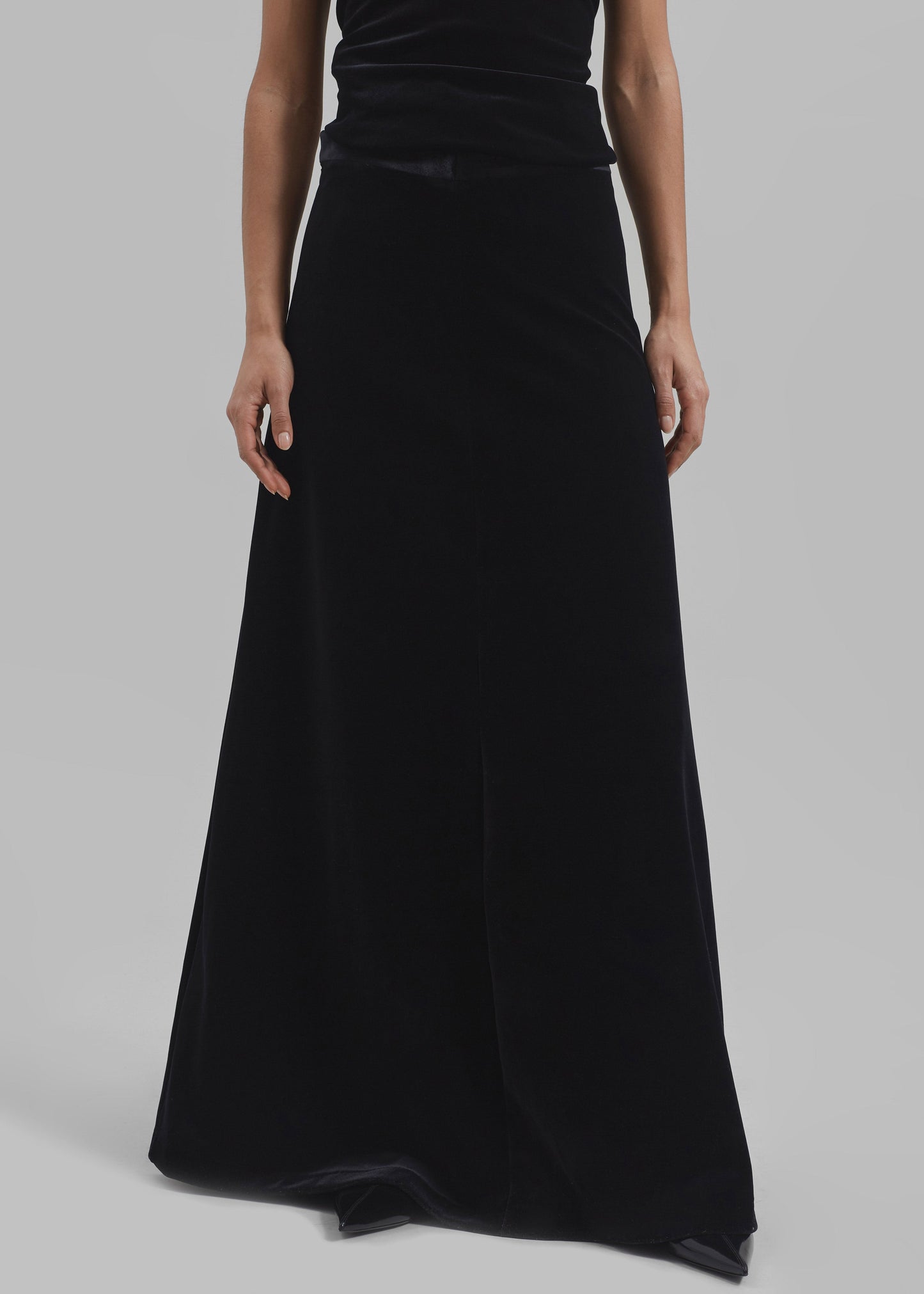 Lucia Velvet Maxi Skirt - Black