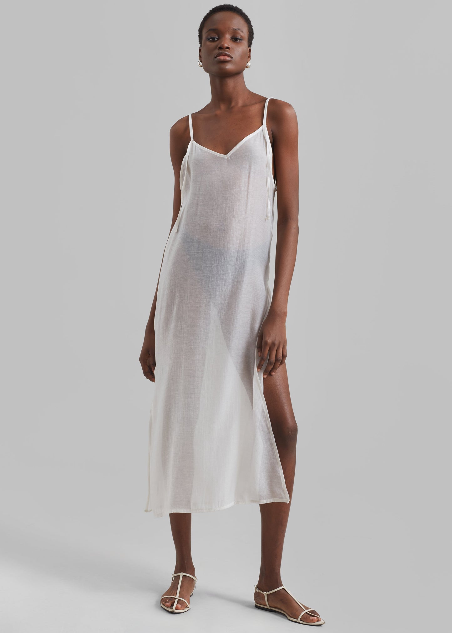 Madeline Sheer Midi Dress - Off White