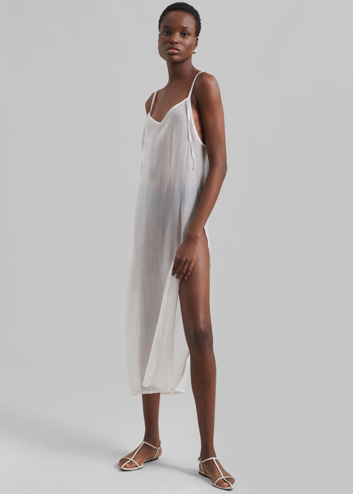 Madeline Sheer Midi Dress - Off White